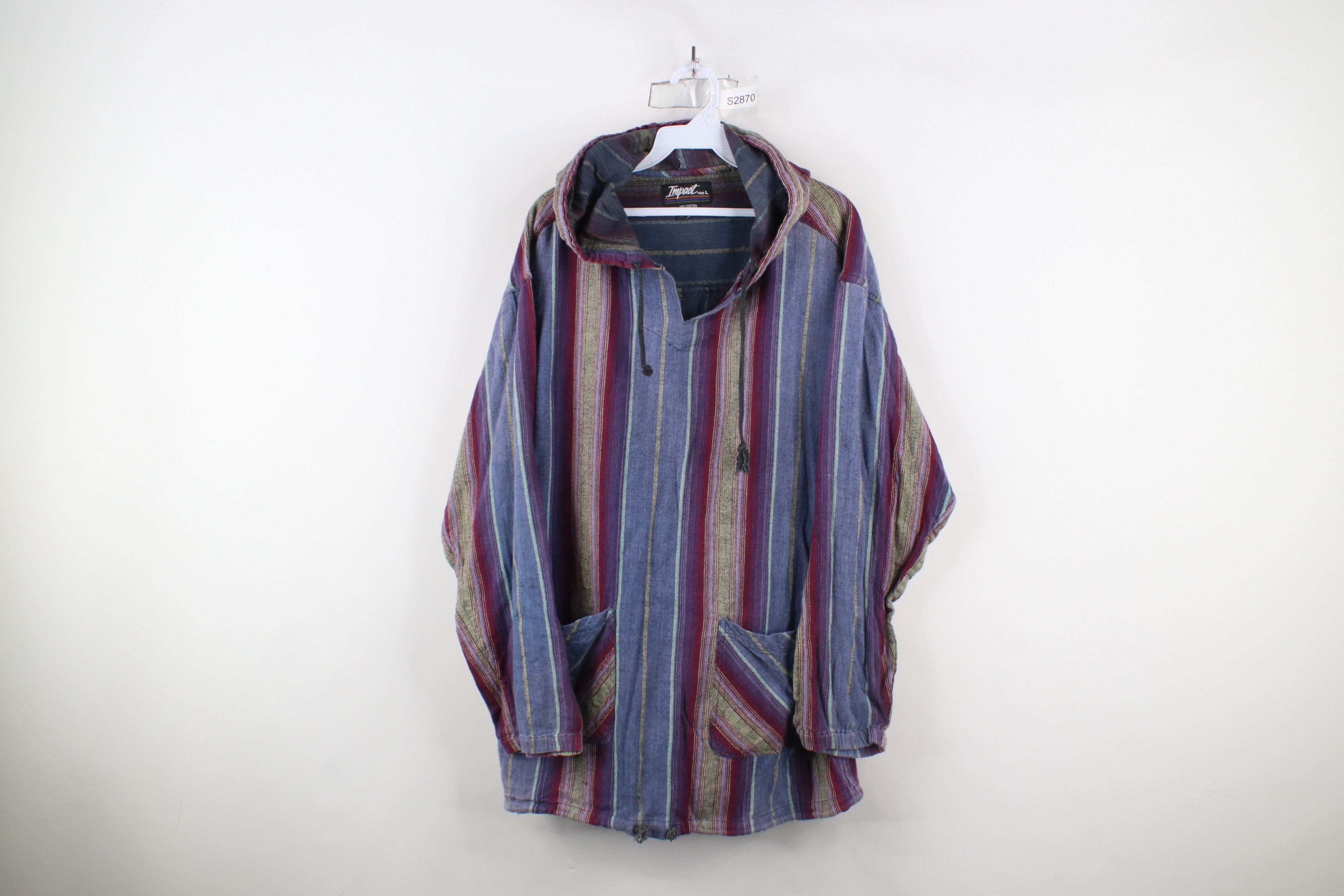 Vintage Vintage 90s Streetwear Rainbow Striped Block Knit Hoodie Size US L / EU 52-54 / 3 - 1 Thumbnail