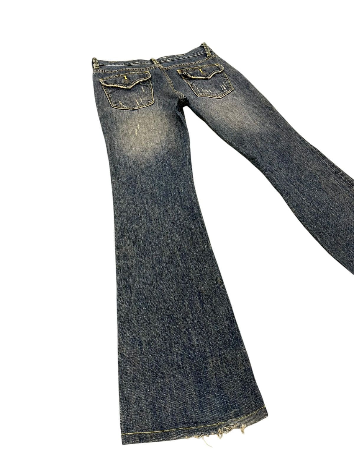 Japanese Brand Flare Jeans Honeysuckle Rose Faded Distress Boot Cut 7🟦 Size US 29 - 12 Thumbnail