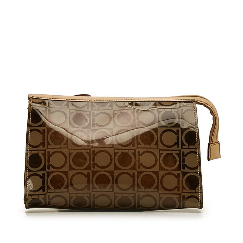 Salvatore Ferragamo Salvatore Ferragamo Salvatore Ferragamo Gancini Vinyl Leather Pouch Plastic Vanity Bag in Very Good Condition Size ONE SIZE - 1 Thumbnail