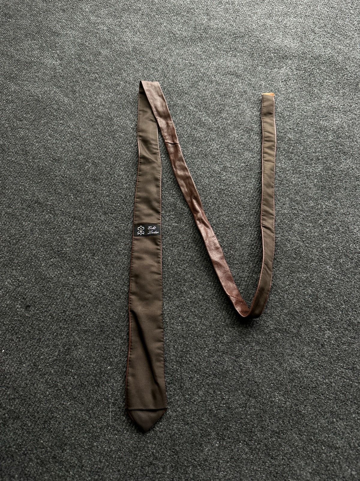 Other 🚨 LEATHER BROWN ITALY TIE LUXURY VNTG RARE OLD MONEY Size ONE SIZE - 4 Thumbnail