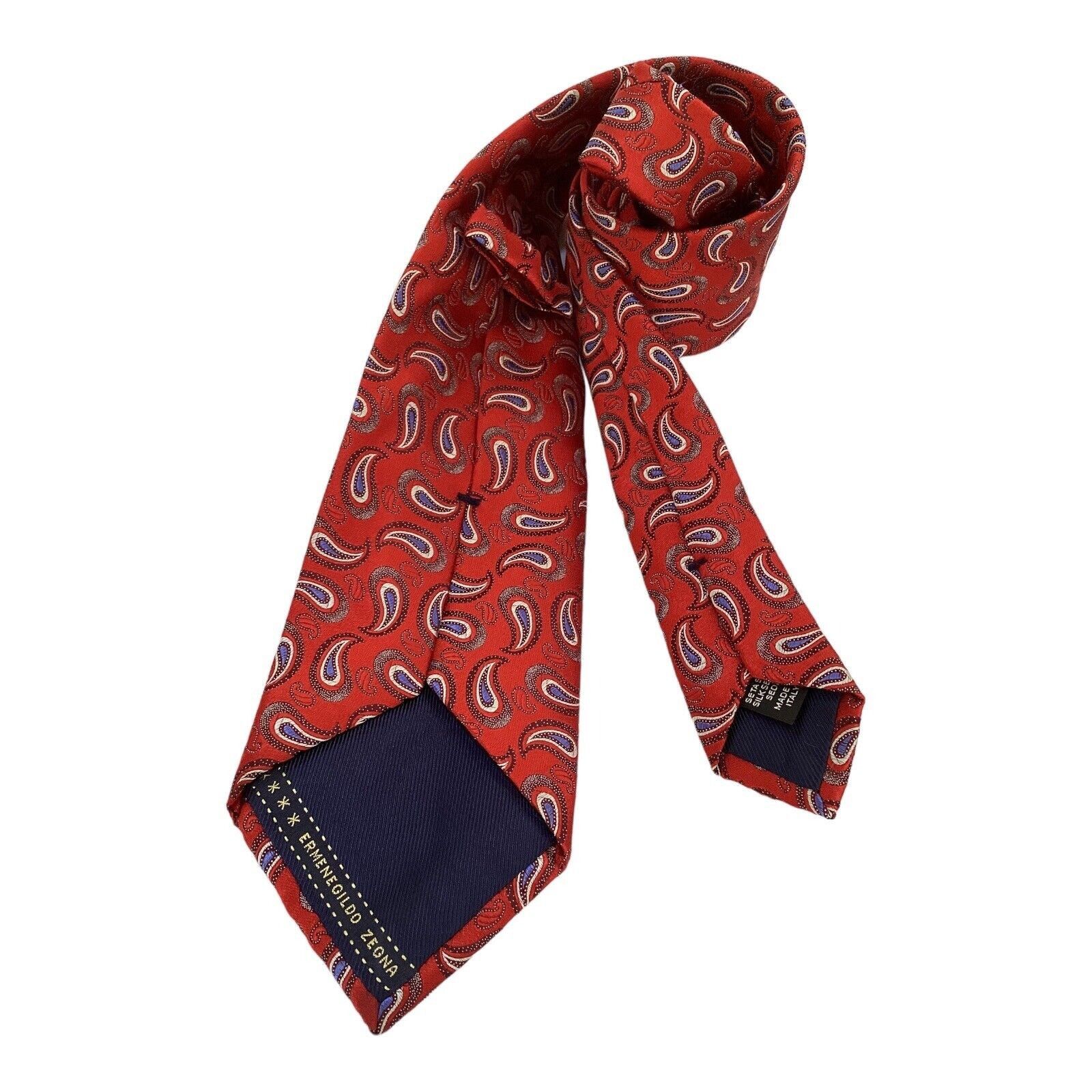 Ermenegildo Zegna ERMENEGILDO ZEGNA Red Paisley Luxury Silk Tie In Made Italy Size ONE SIZE - 2 Thumbnail