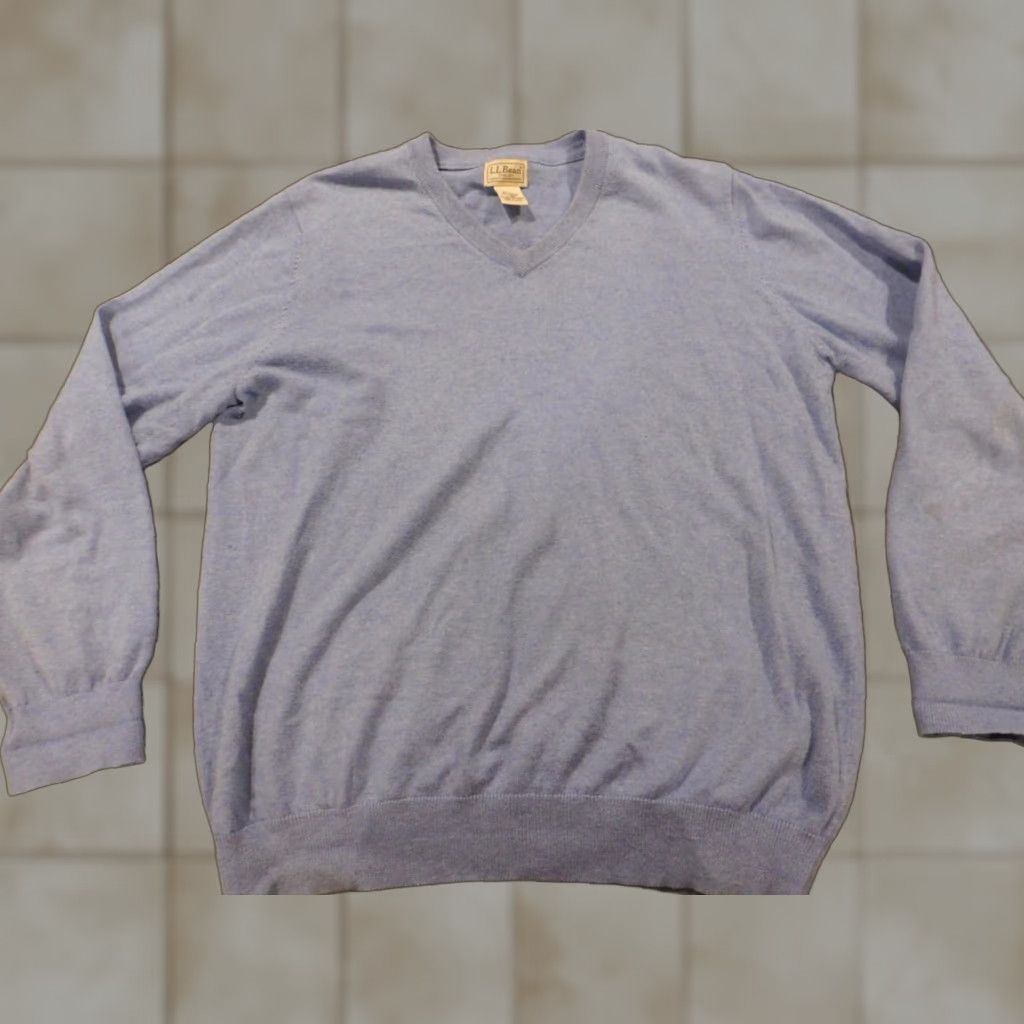 Vintage L.L Bean Mens Sweater Large blue pullover V-Neck stretch outdoors cashmere Cotton Blend Knit Regular Men Shirt? Size US L / EU 52-54 / 3 - 1 Thumbnail