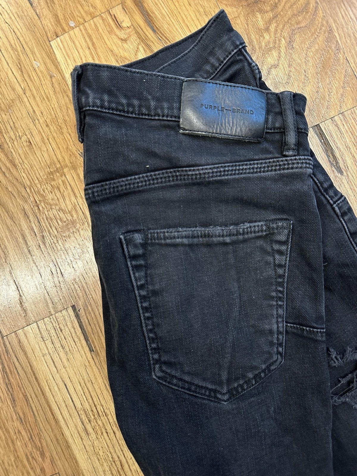 Purple Brand Purple Brand Knee Hole Distressed Black Denim Jeans Size 30 Size US 30 / EU 46 - 5 Thumbnail
