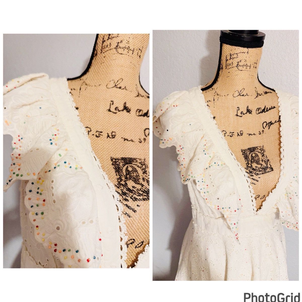 Farm Rio Anthropologie FARM Rio Beaded Handmade Eyelet Dress Size S / US 4 / IT 40 - 7 Thumbnail