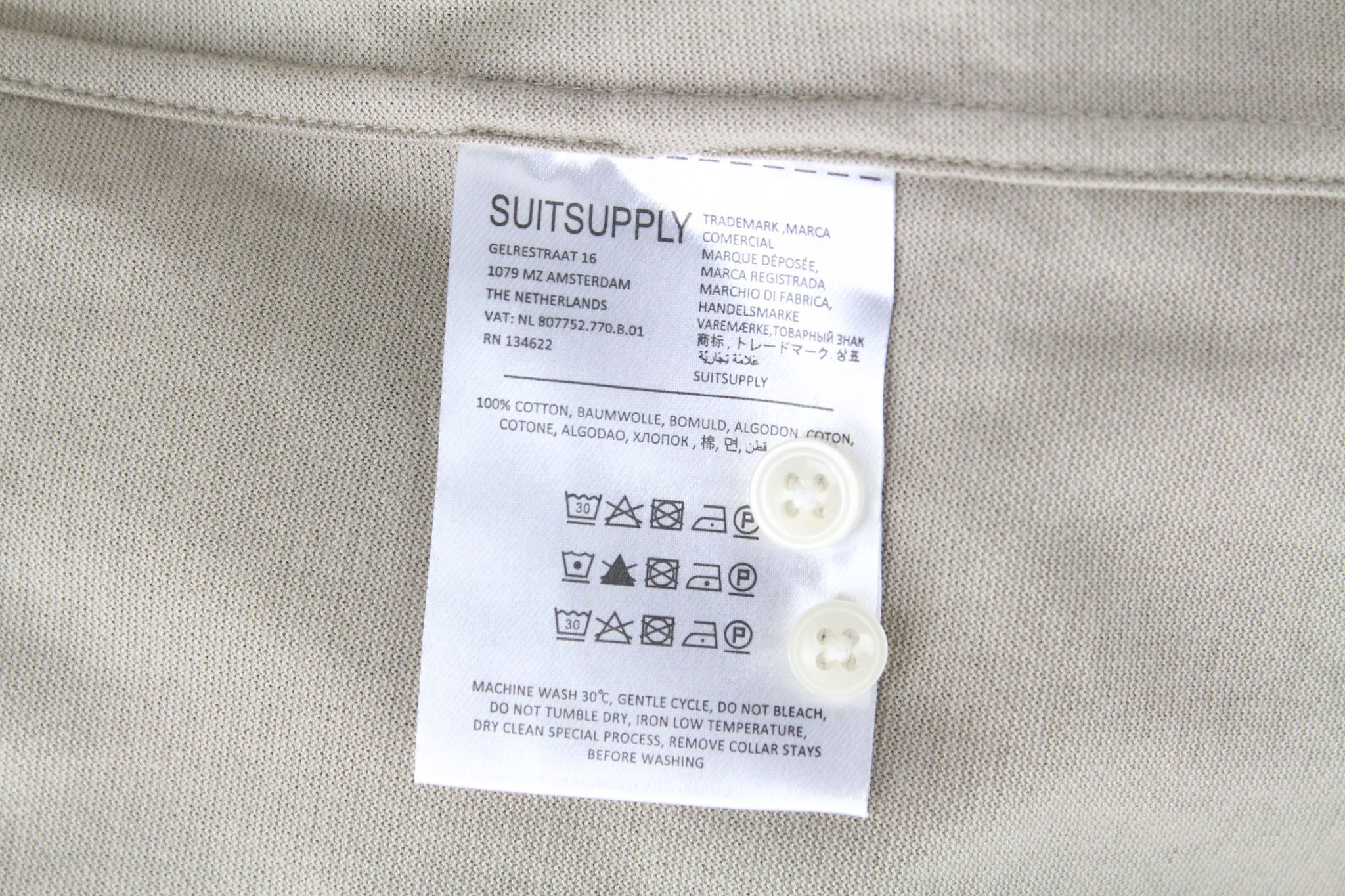 Suitsupply 39/ 15 1/2/40/ 15 3/4 Beige Extra Slim Cotton Polo 72431 Size 40R - 6 Thumbnail