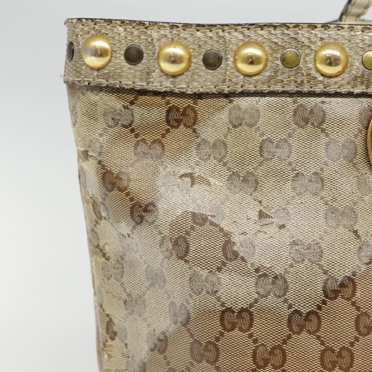 GUCCI GG Crystal Tote Bag Coated Canvas Beige White Silver