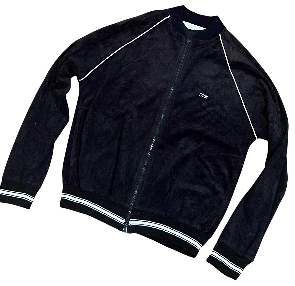 Dior Vintage christian dior logo velvet velour track jacket Size US M / EU 48-50 / 2 - 2 Thumbnail