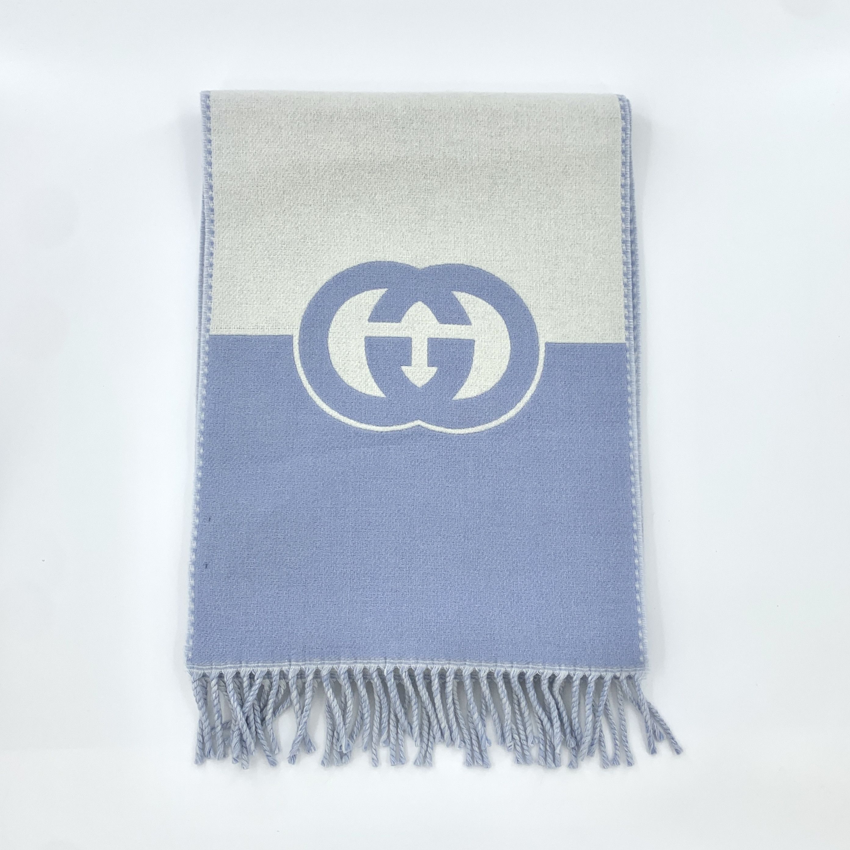 Gucci Gucci Blue GG Wool Fringe Scarf (200×33cm) Size ONE SIZE - 1 Thumbnail