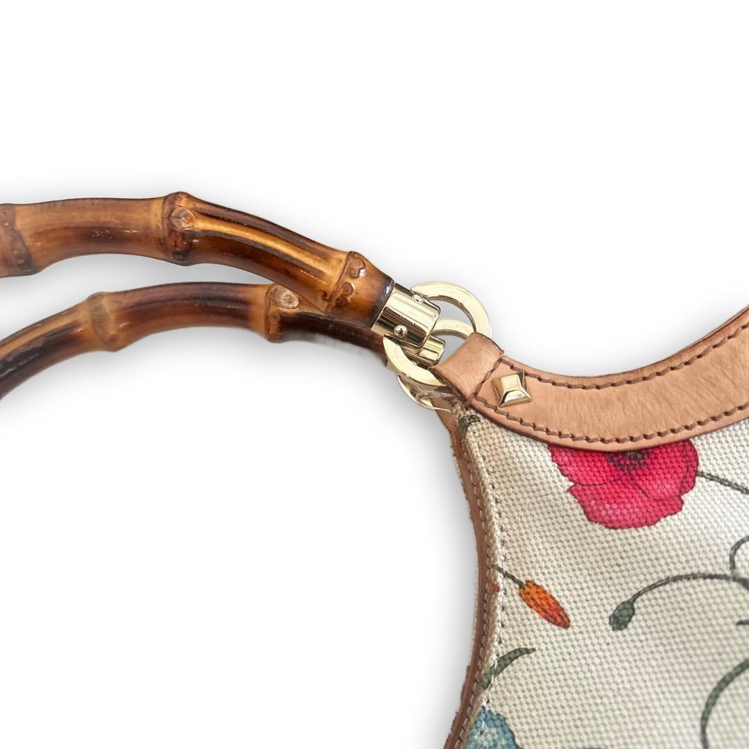 Gucci Gucci - Flora Floral Bamboo Tote Preloved Size ONE SIZE - 9 Thumbnail
