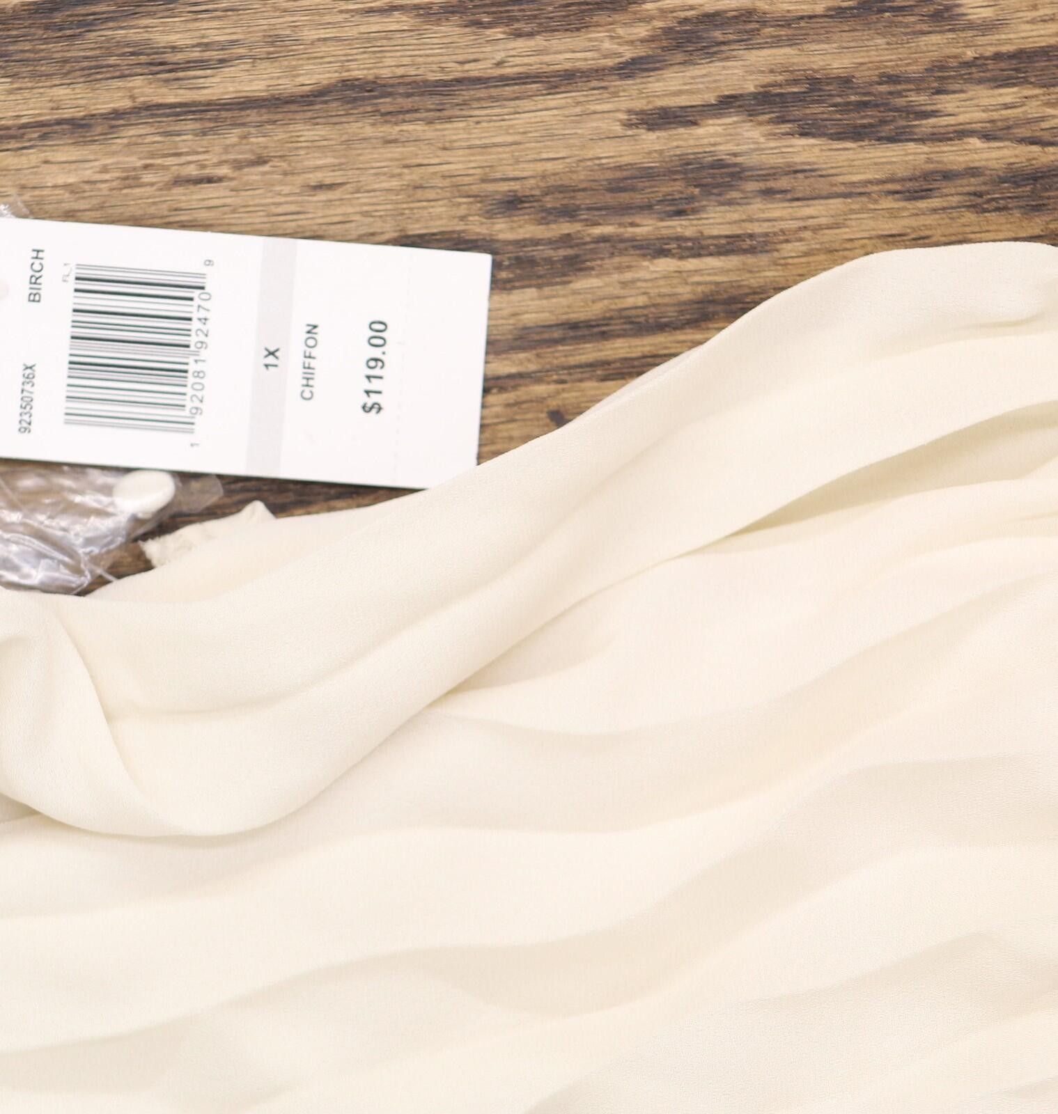 Other Msk Neck Flutter Sleeve Pleated Dress Birch Off White 1x Size XL / US 12-14 / IT 48-50 - 4 Thumbnail