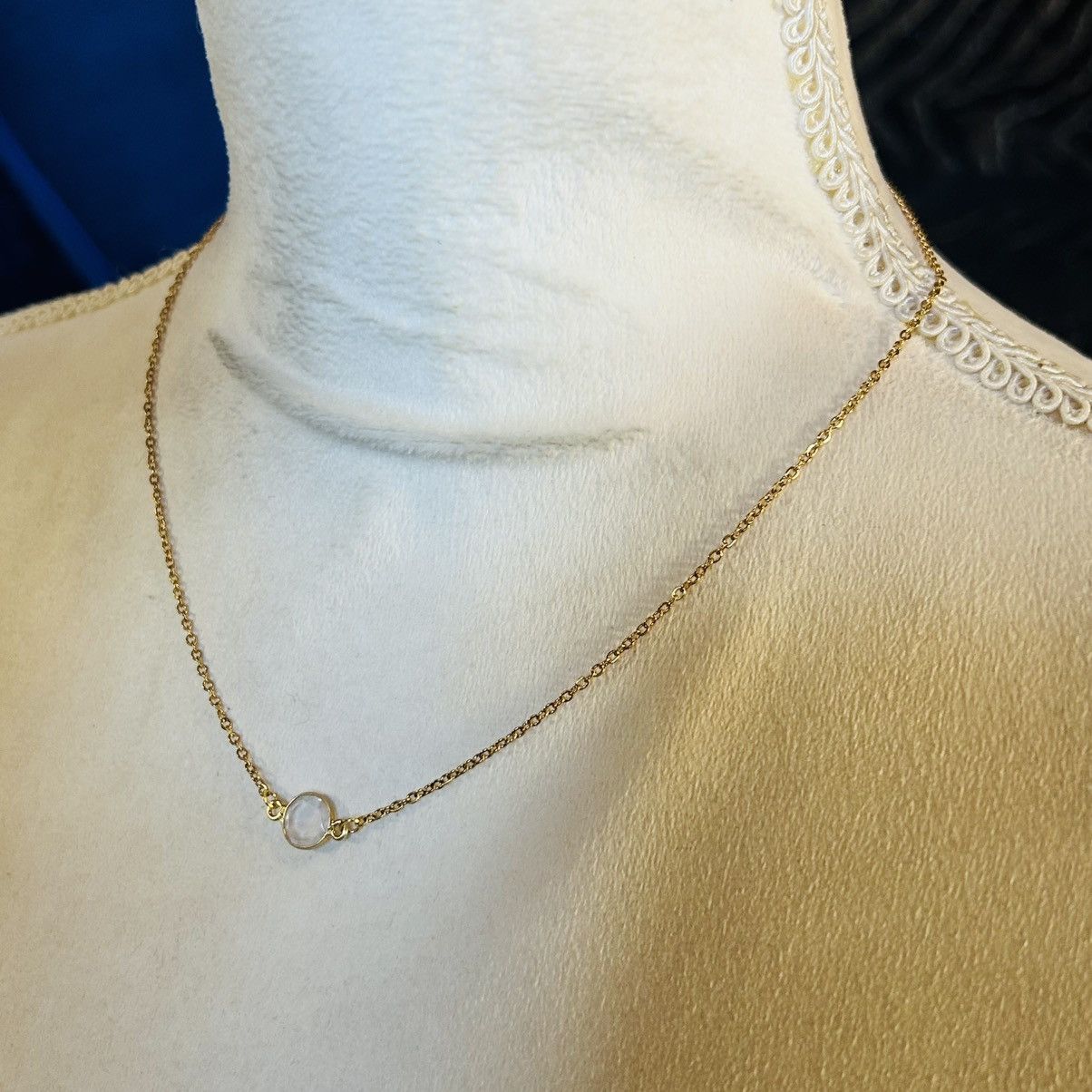 Handmade Handcrafted minimalist framed faceted dome quartz necklace Size ONE SIZE - 3 Thumbnail
