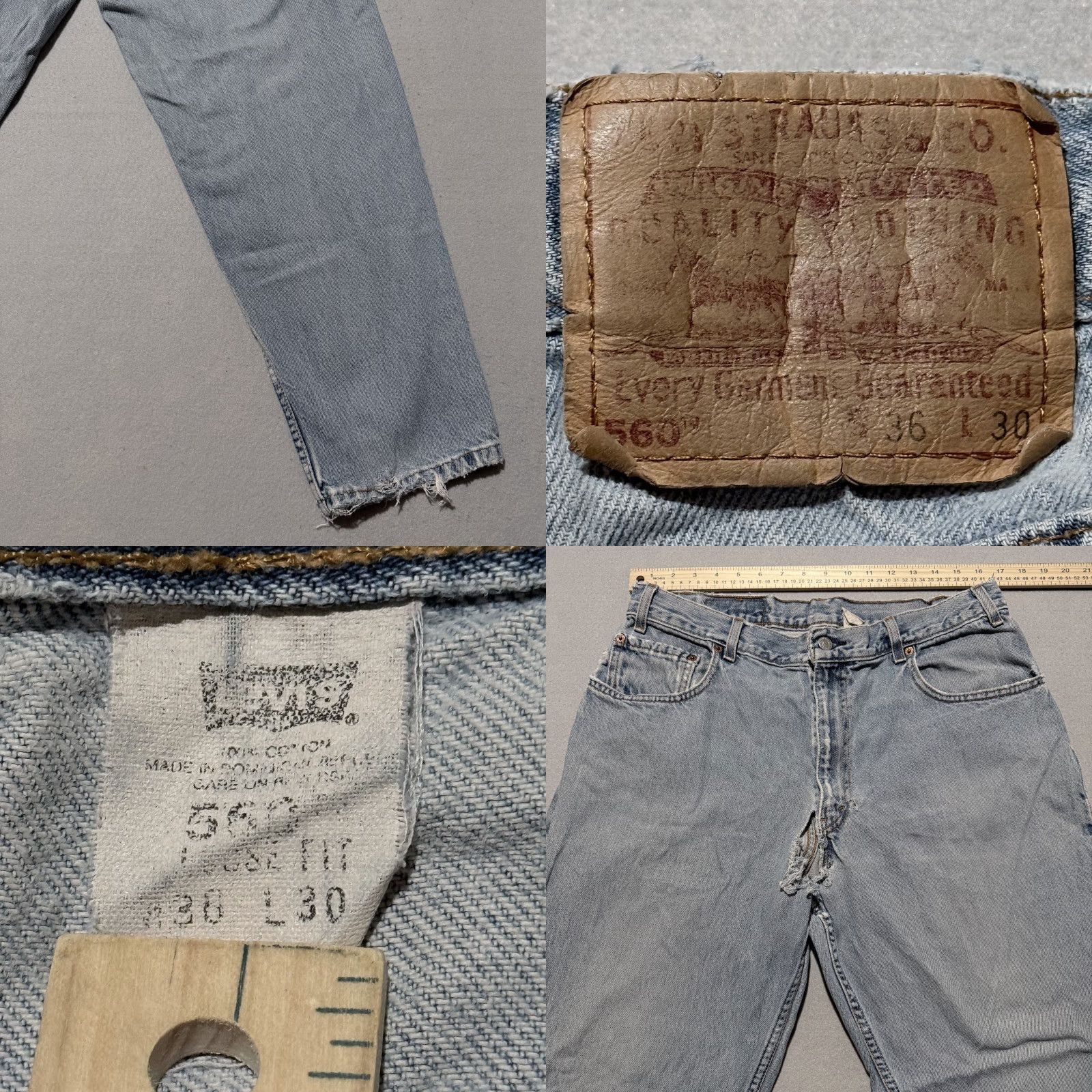 Levi's Levi's 560 Jeans Men Blue Denim Loose Fit Straight Zip Fly 36x30 Regular Inseam 28in Distressed Size US 36 / EU 52 - 8 Thumbnail