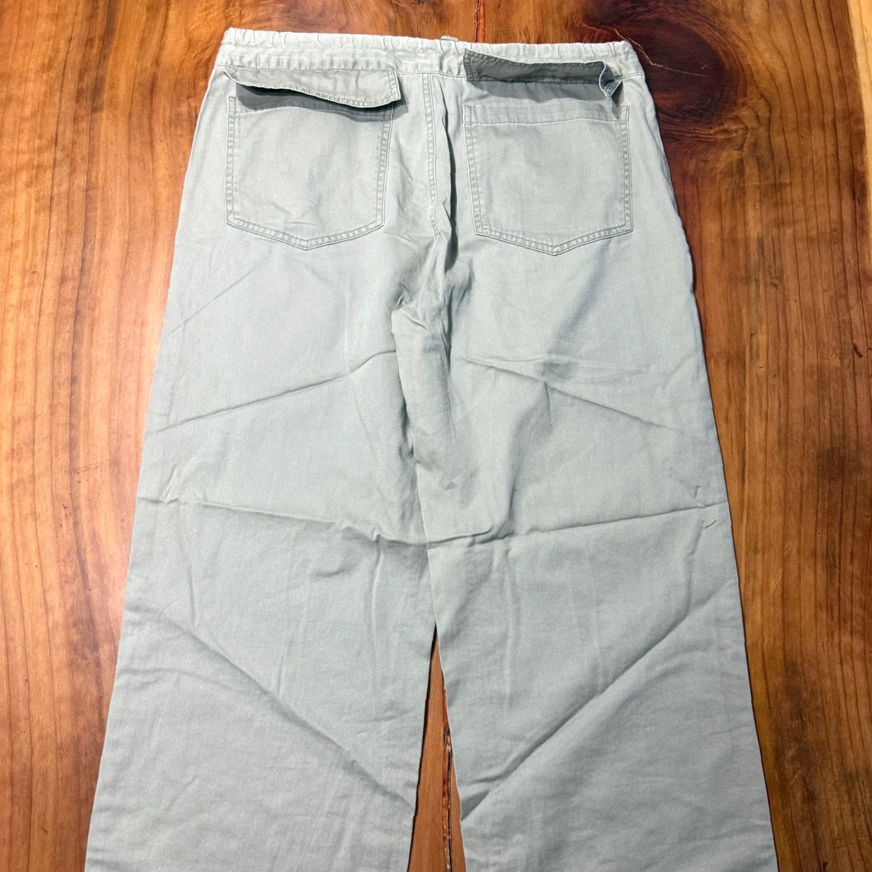 Bdg VINTAGE BDG UO Y2K Pants Men M Cotton Drawstring Baggy Wide Leg 30in Inseam Chino 5-Pocket Logo Travel Winter Fall Green Mens Size US 31 - 8 Thumbnail