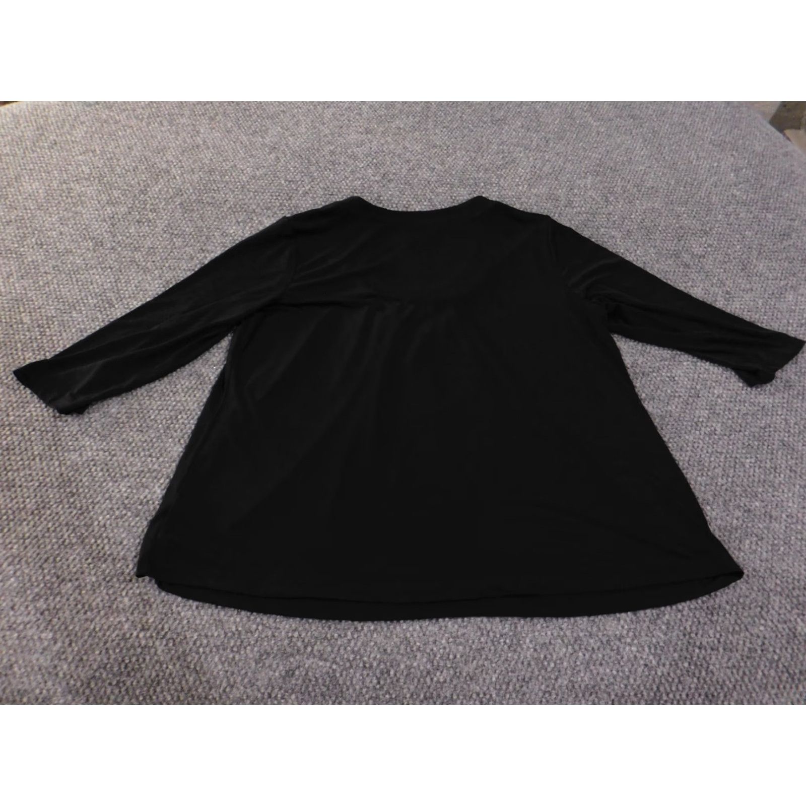 Vintage Susan Graver Blouse Shirt Womens L Black V-Neck Knit Polyester Spandex Casual Stretch Pullover Regular Basic Size L / US 10 / IT 46 - 7 Thumbnail