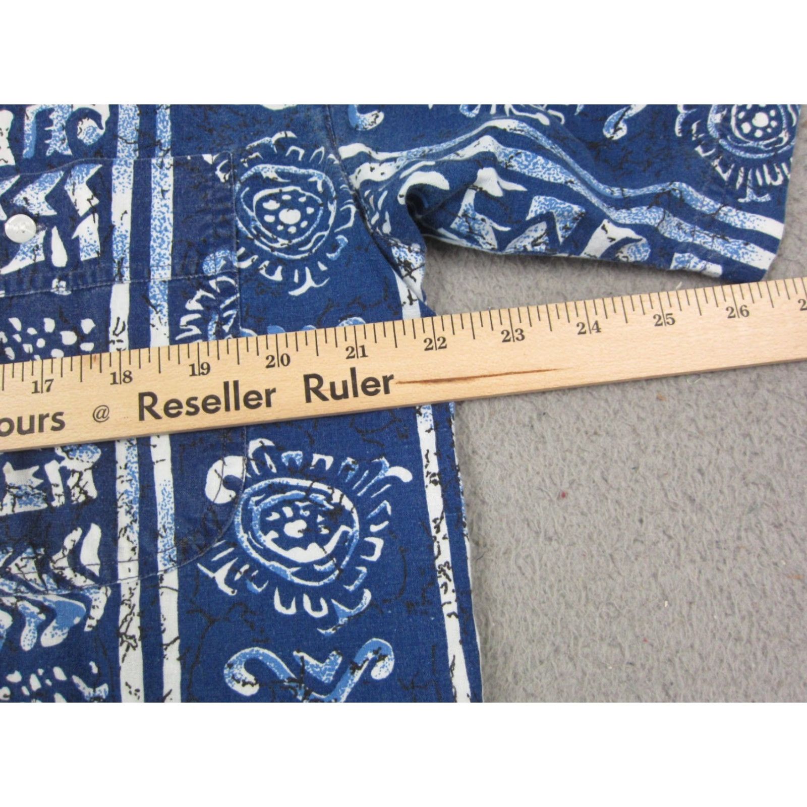 Bill Blass VINTAGE Bill Blass Shirt Mens Medium Blue White Abstract Tribal Cotton Hawaiian Shirt Size US M / EU 48-50 / 2 - 7 Thumbnail