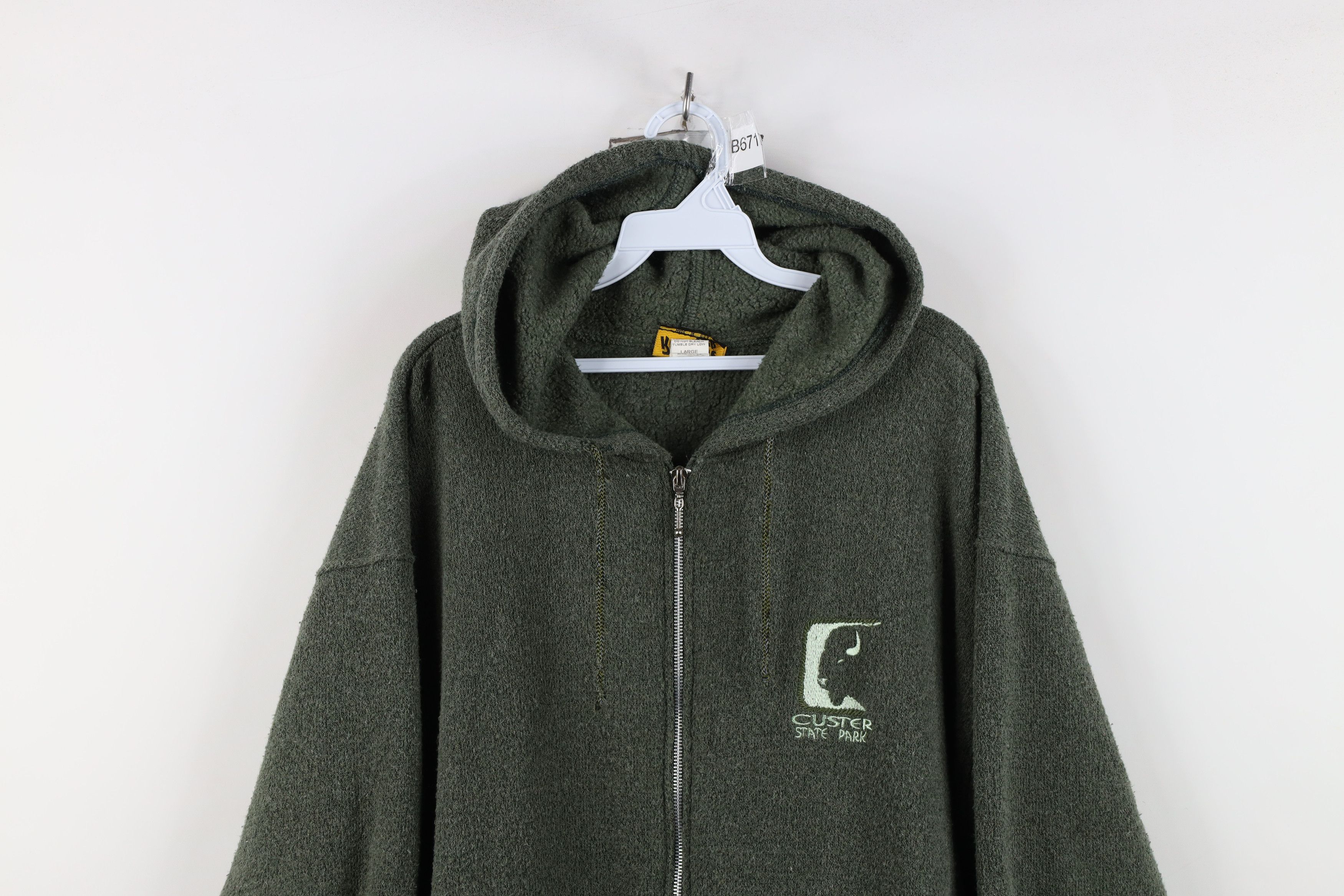 Vintage Vintage 90s State Park Terry Cloth Full Zip Hoodie Green USA Size US L / EU 52-54 / 3 - 2 Thumbnail