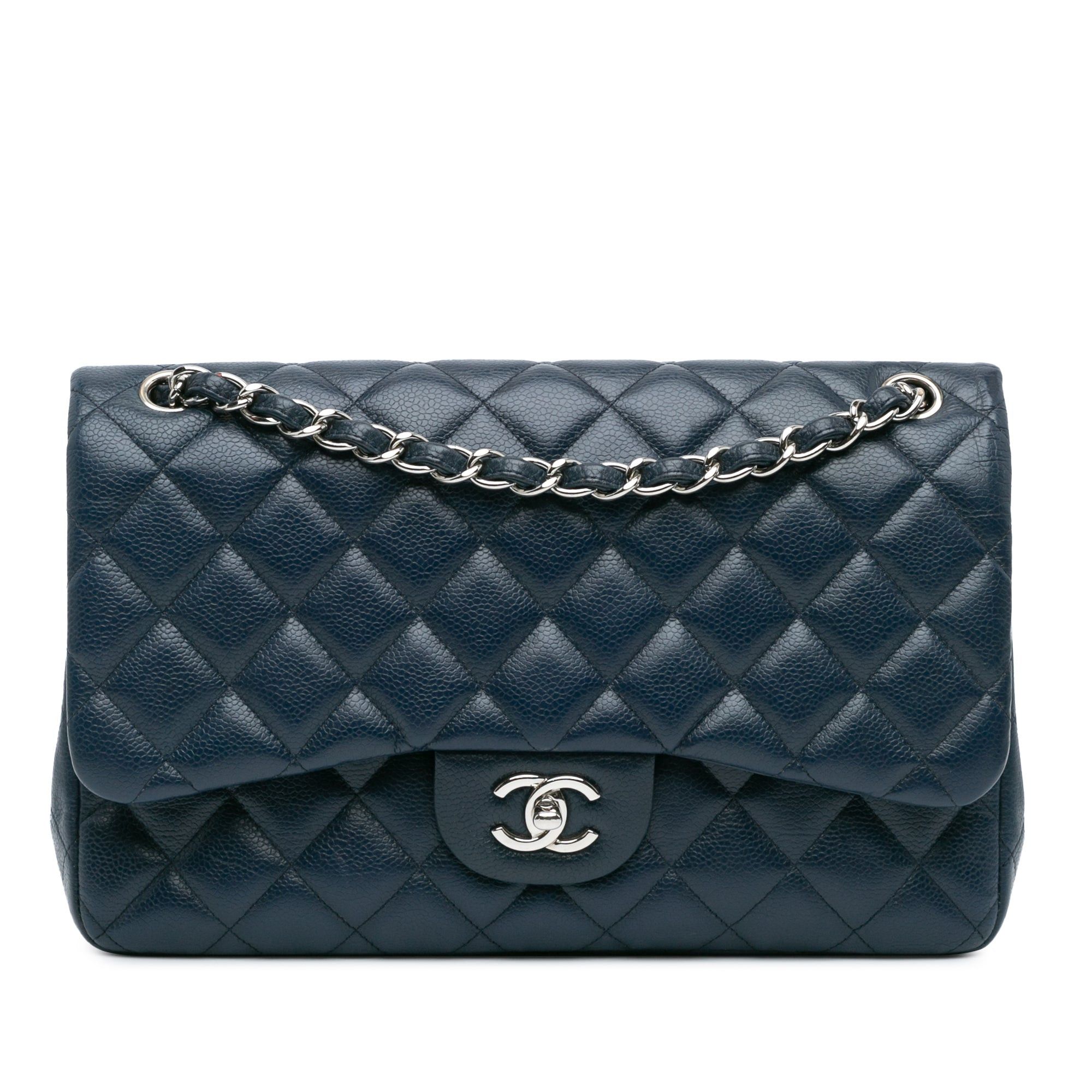 Chanel Chanel Jumbo Classic Caviar Double Flap Blue Size ONE SIZE - 1 Thumbnail