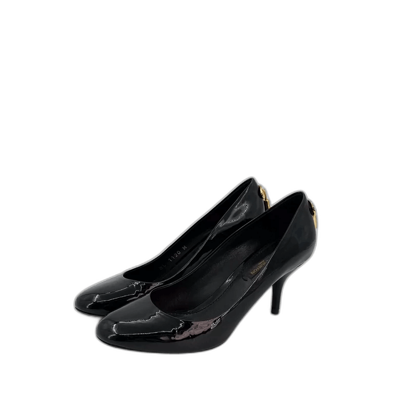 Louis Vuitton Black Patent Leather High Heel Shoes-2506 Shoes, Women's
