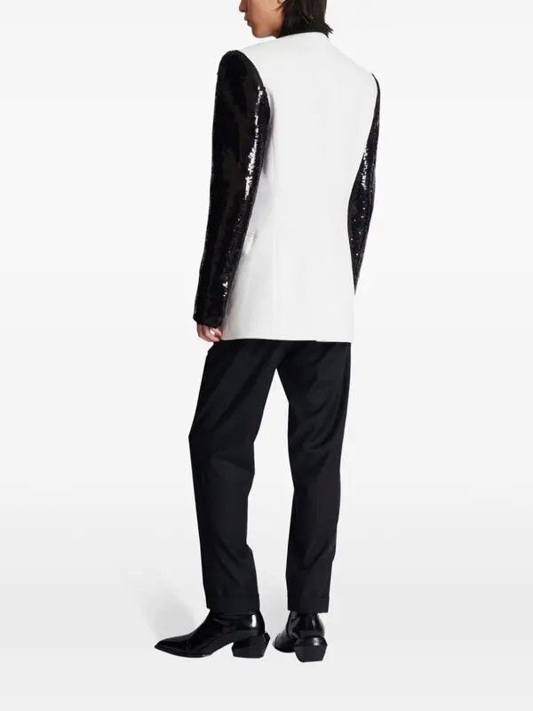 Balmain o1s1wg111025 Sequin Single Breasted Jacket in Black/White Size US XL / EU 56 / 4 - 4 Thumbnail
