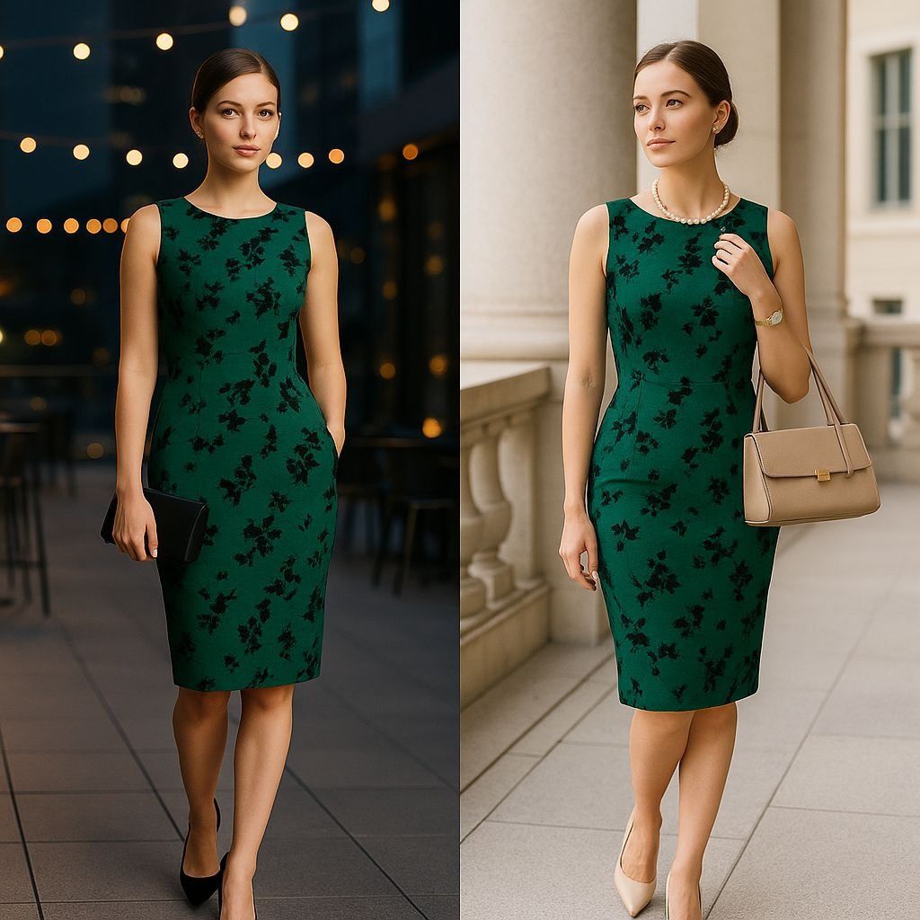 Other Ivanka Trump Green 6 Sheath Dress Floral Chic Businesscore E Size M / US 6-8 / IT 42-44 - 1 Thumbnail