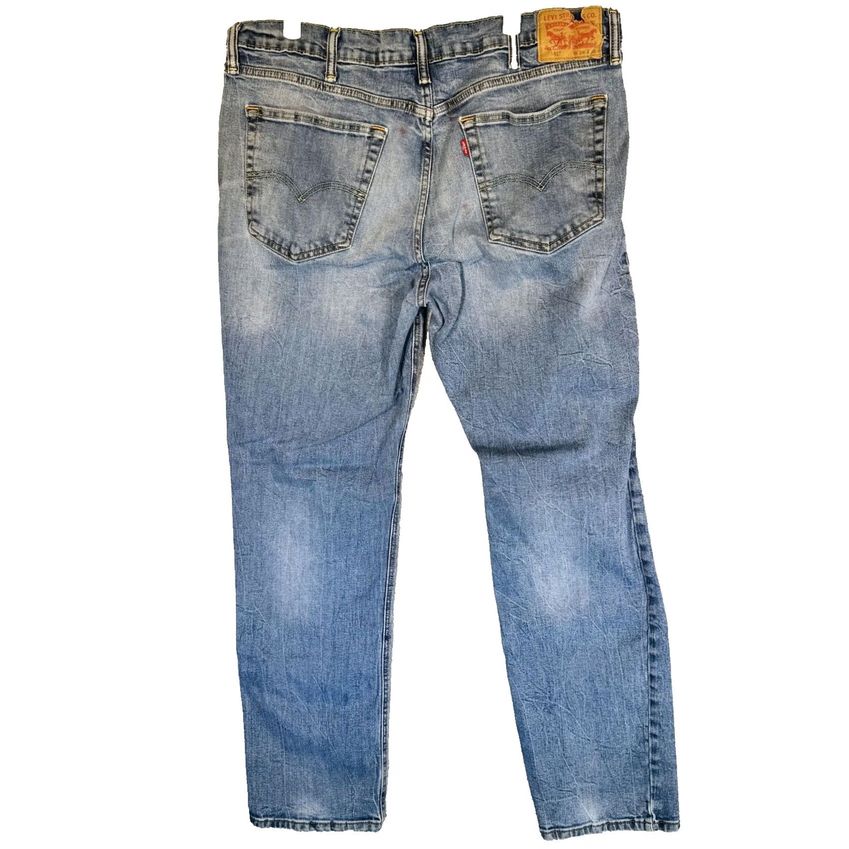Levi's Levi's Jeans Men 39x32 Blue Light Wash Straight Regular Stretch Zip Fly 5-Pocket Denim USA 500 Series Mens Size US 39 - 6 Thumbnail