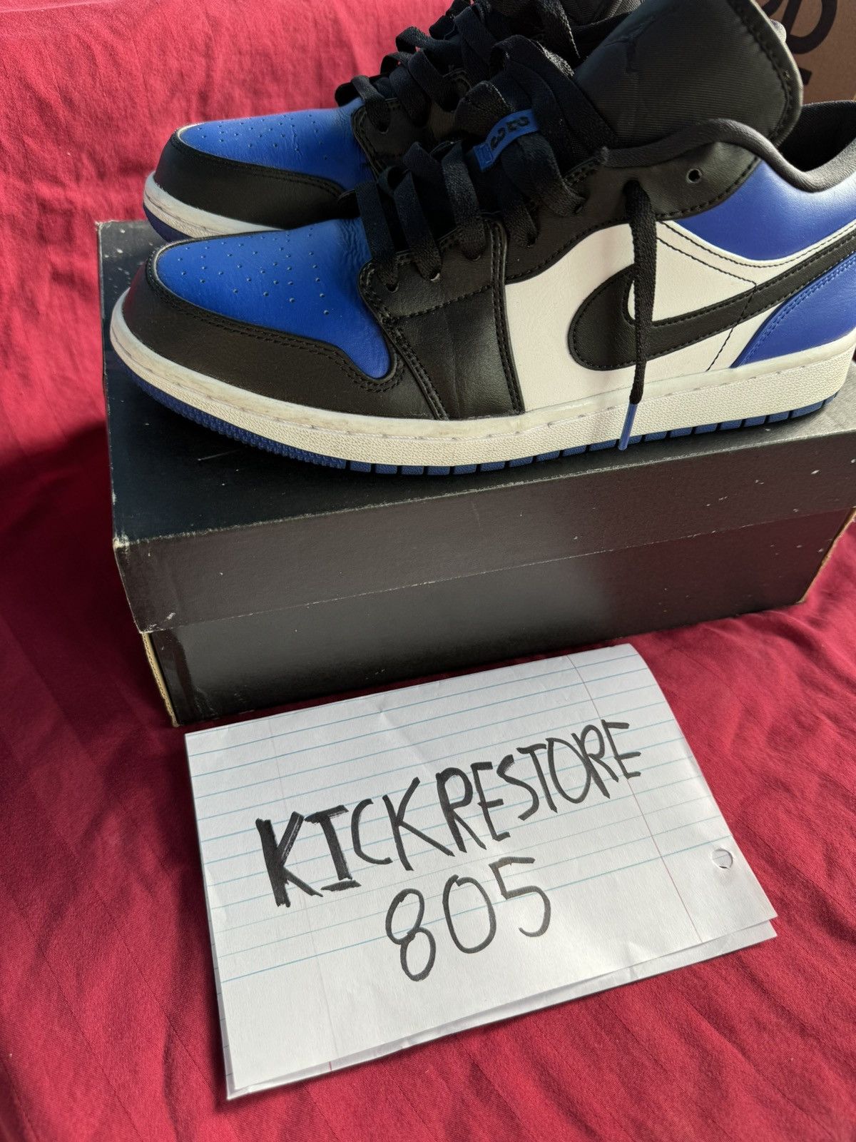 image of Jordan Nike Air Jordan 1 Low Royal Toe Shoes in Blue, Men's (Size 10)