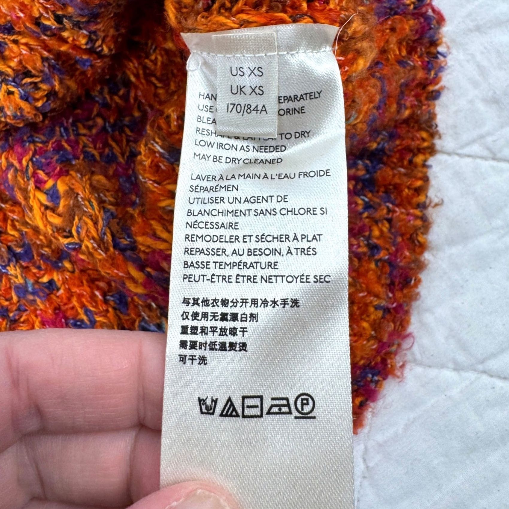 Free People Free People Highland V-Neck Sweater Orange Multi Space Dye Chunky Knit XS Size XS / US 0-2 / IT 36-38 - 4 Thumbnail