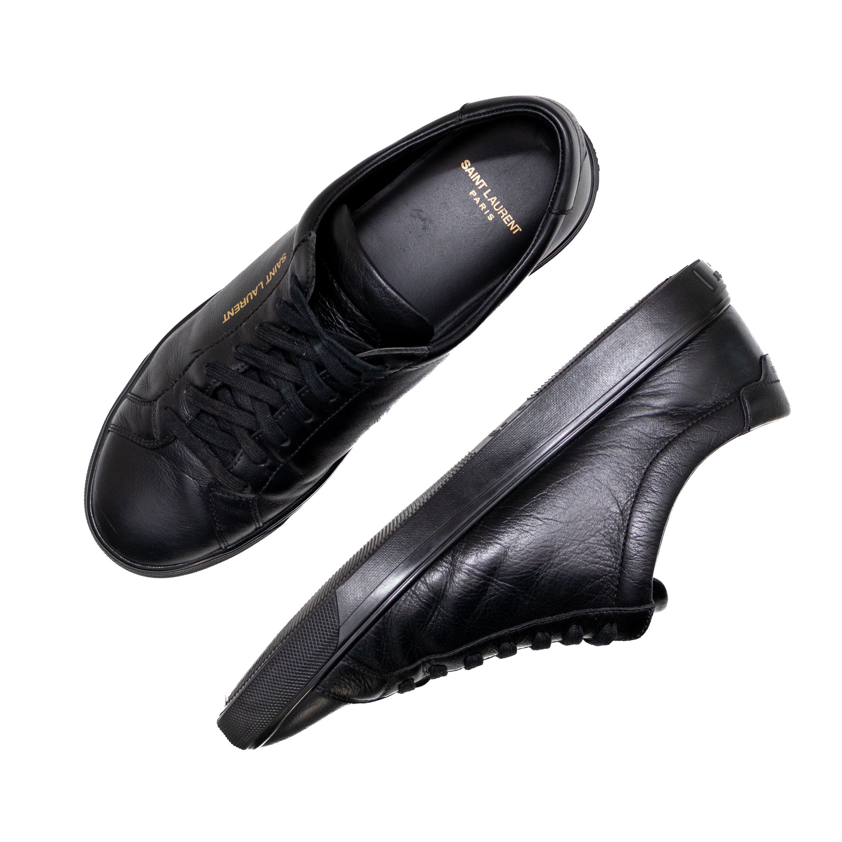 Saint Laurent Paris SAINT LAURENT ANDY BLACK LEATHER LOGO SNEAKERS SZ 8 Size US 8 / EU 41 - 8 Thumbnail
