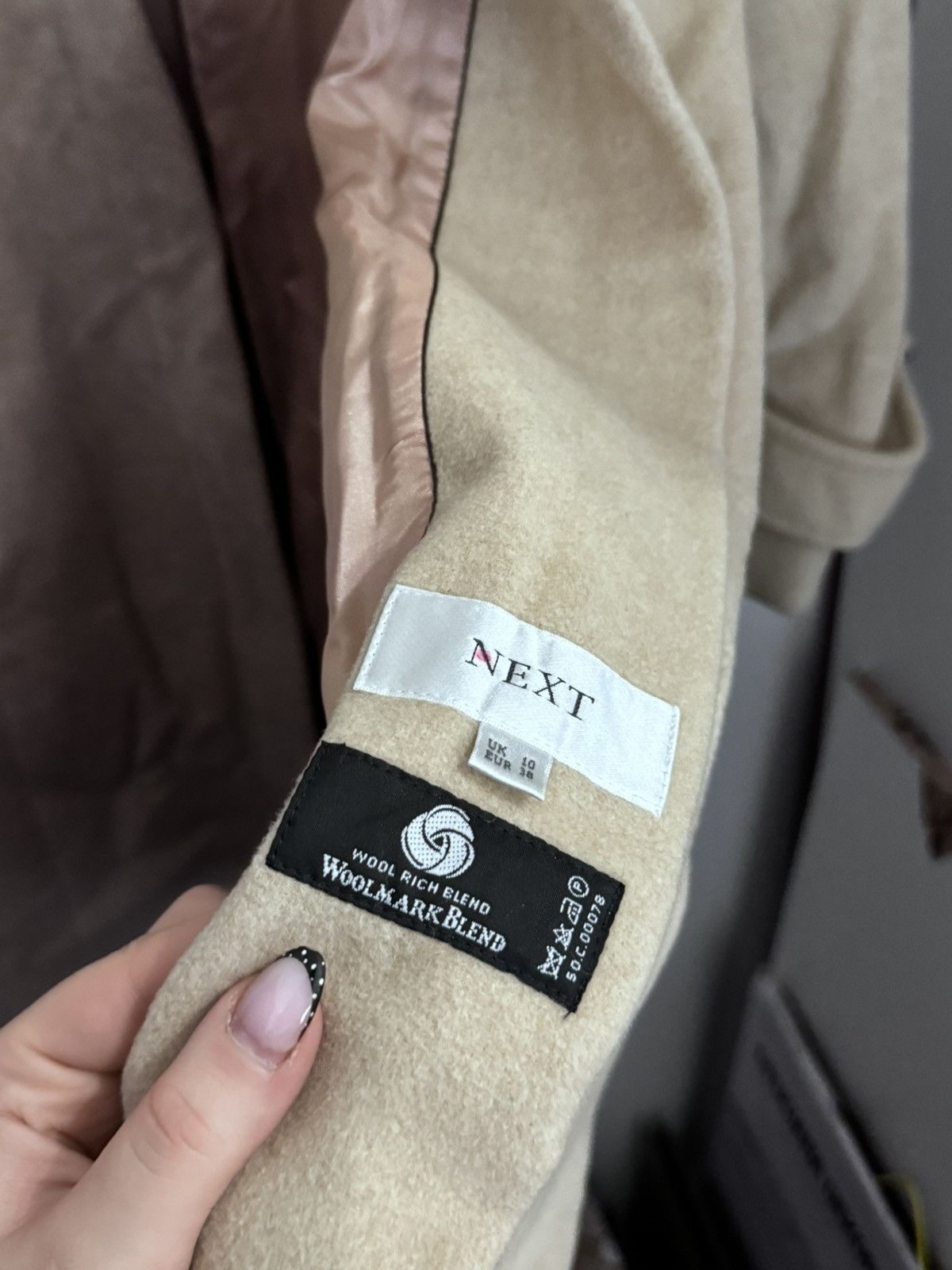 NEXT Next Wool & Cashmere Blend Beige Coat Woolmark Luxury Size M / US 6-8 / IT 42-44 - 5 Thumbnail