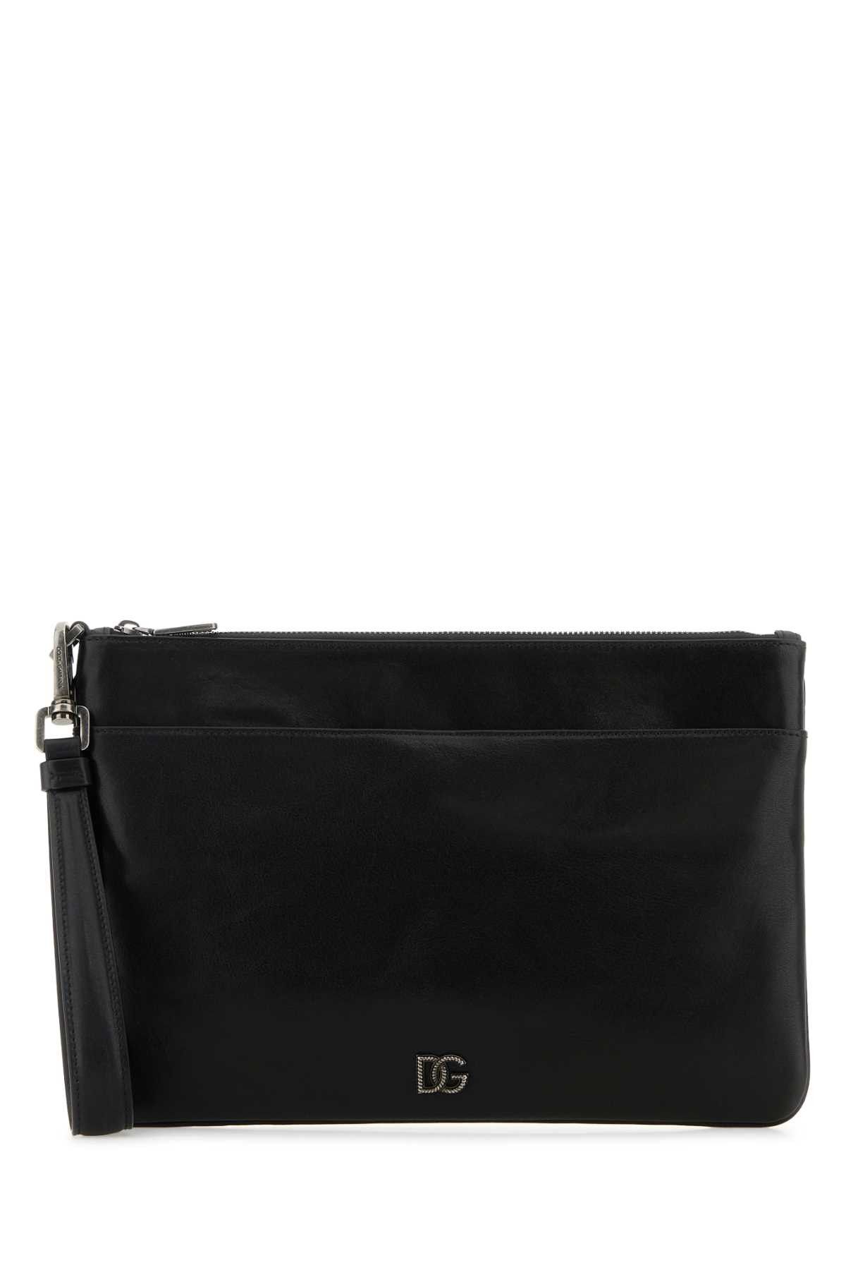 Dolce & Gabbana Black Leather Clutch Size ONE SIZE - 1 Thumbnail