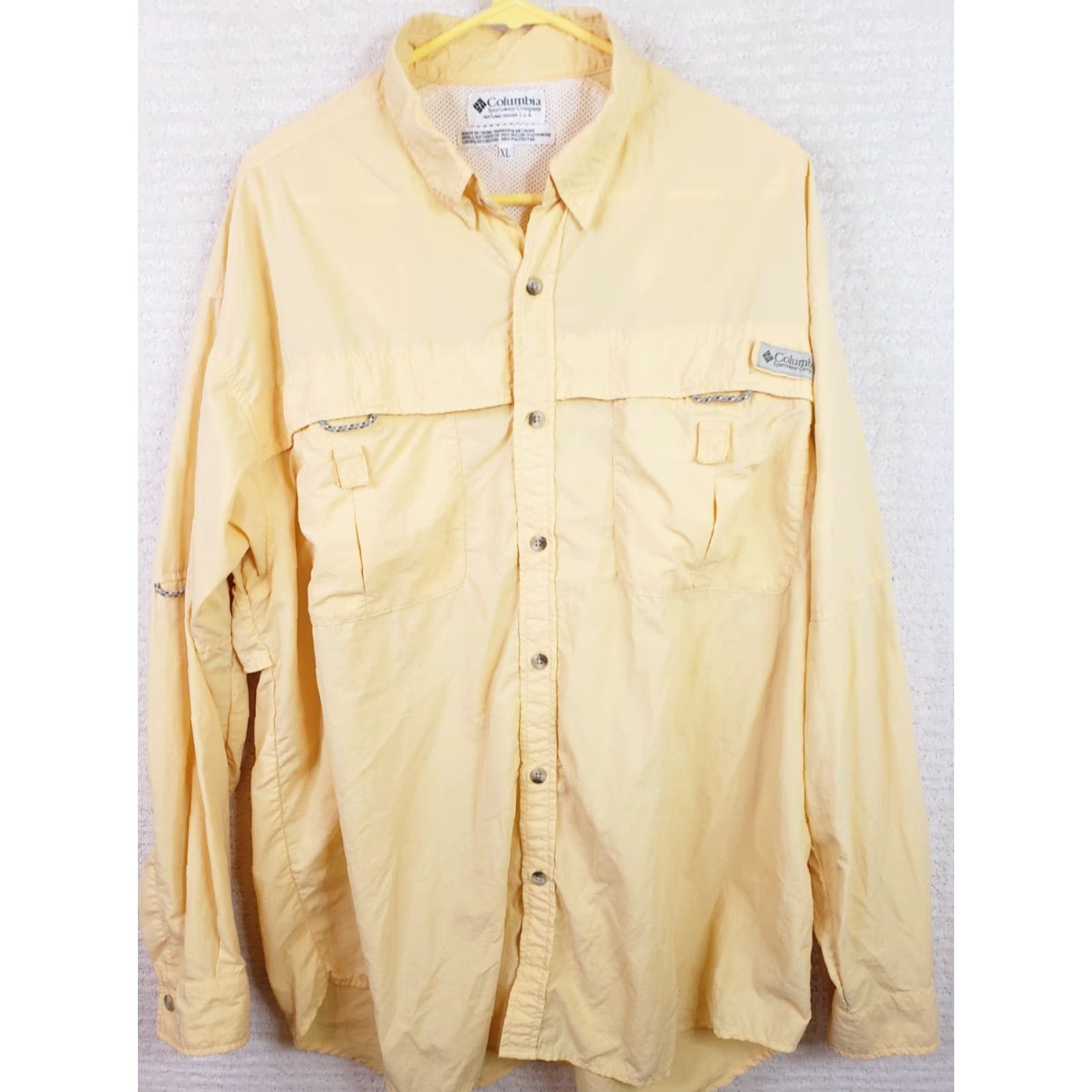 Vintage Columbia PFG Shirt Mens XL Yellow Button-Up Omni Shade Fishing Long Sleeve Size US XL / EU 56 / 4 - 2 Thumbnail