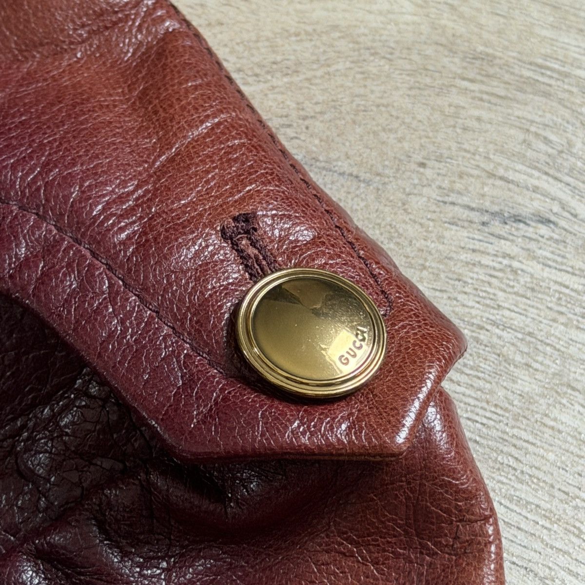 Gucci Gucci Burgundy Leather Jacket Biker by Tom Ford Y2K Size XS / US 0-2 / IT 36-38 - 5 Thumbnail