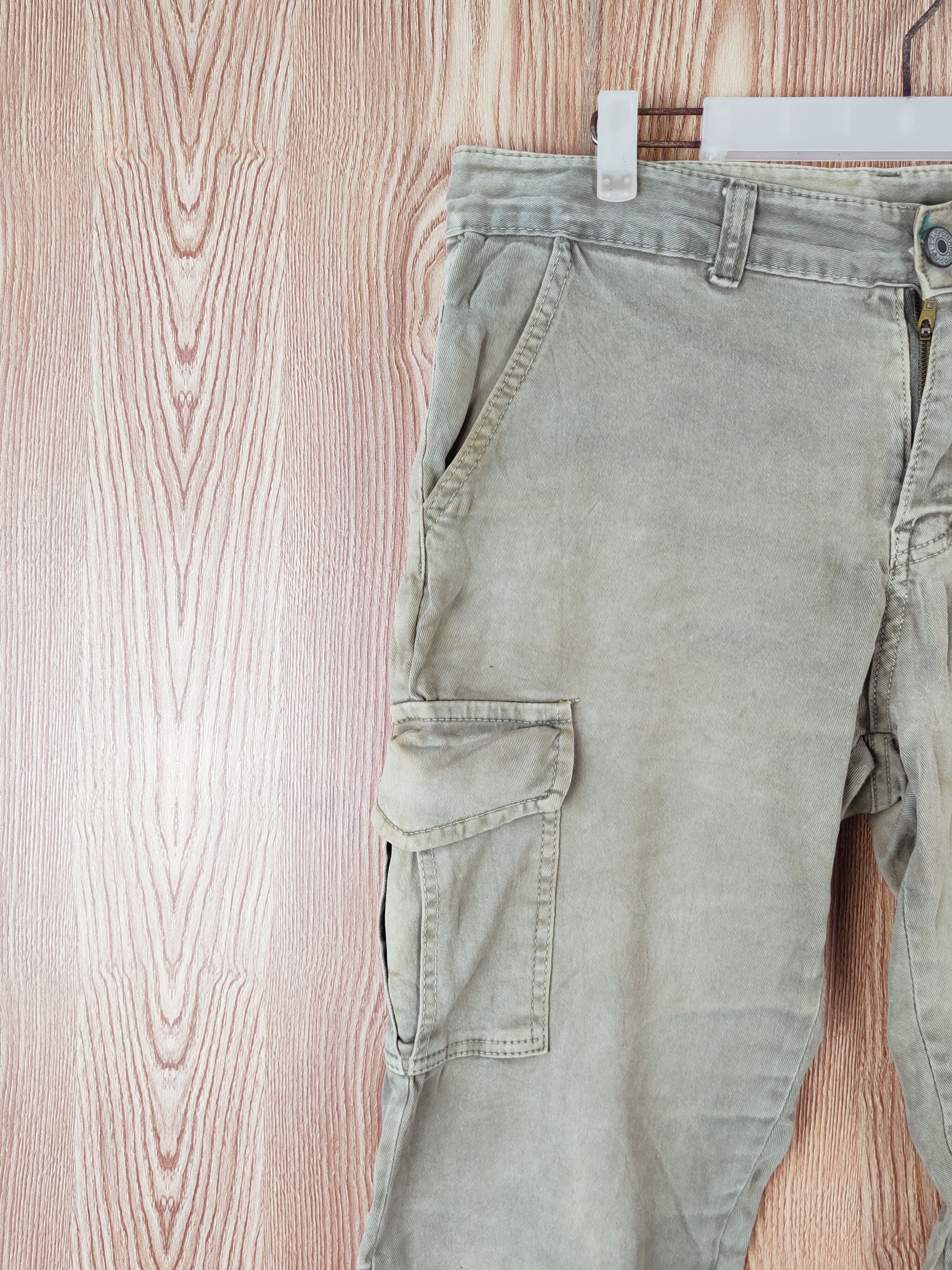 Japanese Brand Leavs Strawberry Green Faded Multipocket Cargo Pants #W438 Size US 33 - 3 Thumbnail