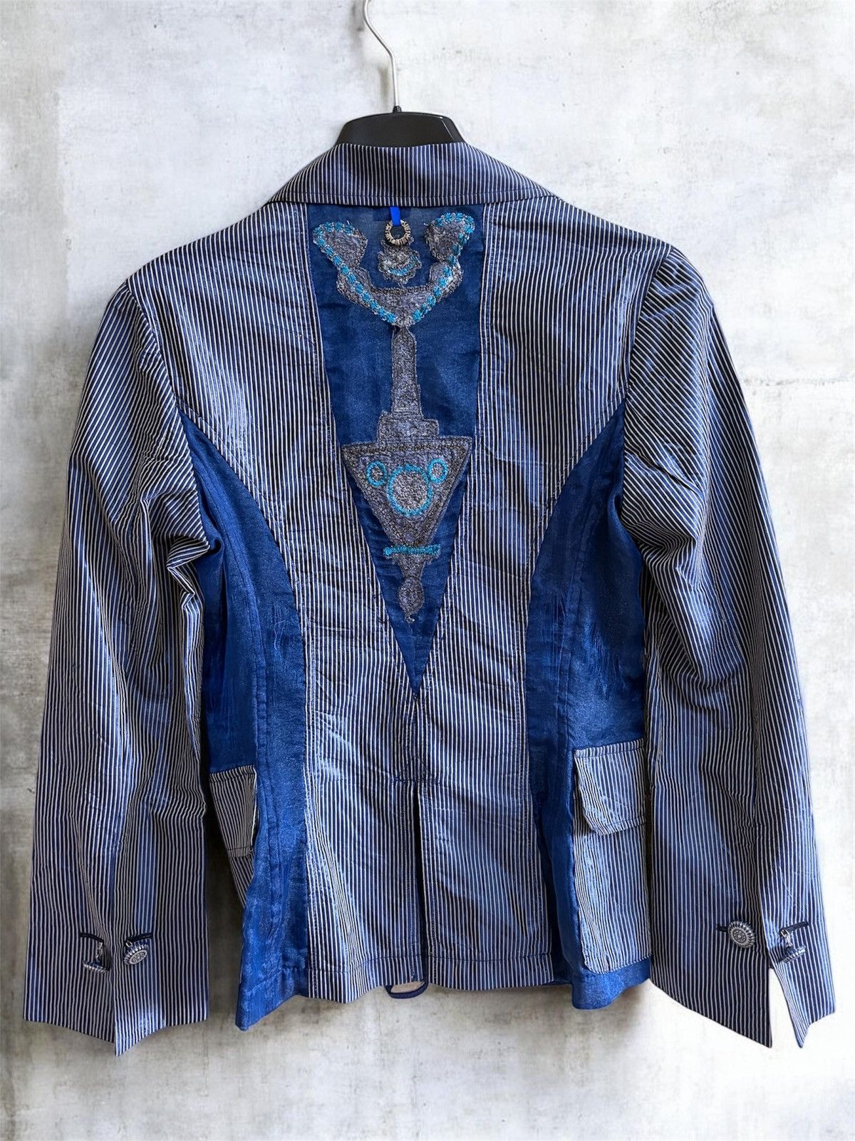 Vintage Save The Queen! Blue Striped Embroidered Jacket Charms S Size S / US 4 / IT 40 - 2 Thumbnail