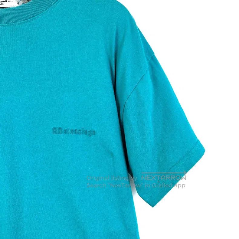 Balenciaga Balenciaga Bohe blue grey logo embroidered short sleeve Size US L / EU 52-54 / 3 - 5 Thumbnail