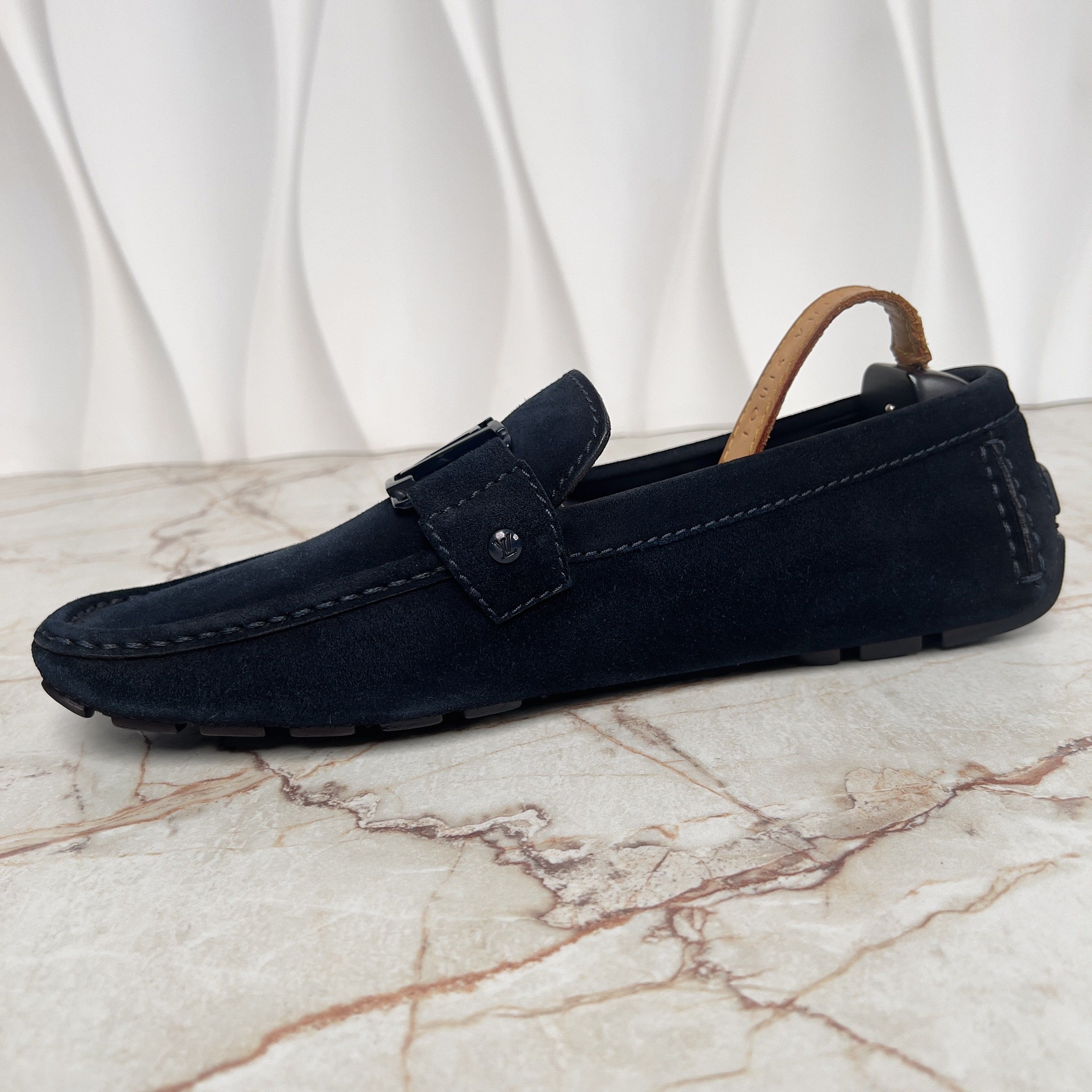Louis Vuitton Monte Carlo LV Logo Driving Moccasins Blue Suede Size US 10 / EU 43 - 6 Thumbnail