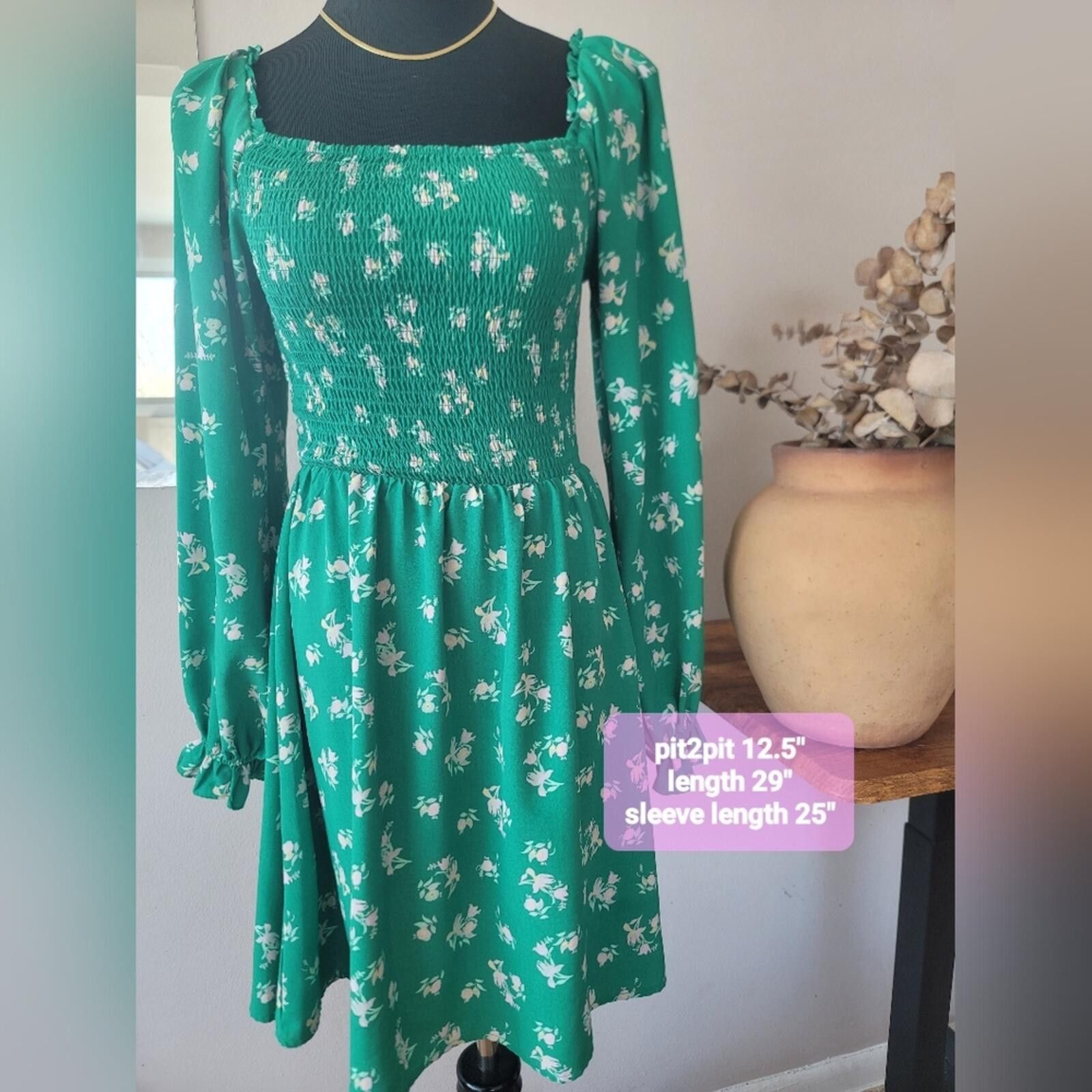 Lil Wayne WAYF Floral Long Sleeve Smocked Minidress ditsy floral Sz S Size S / US 4 / IT 40 - 3 Thumbnail