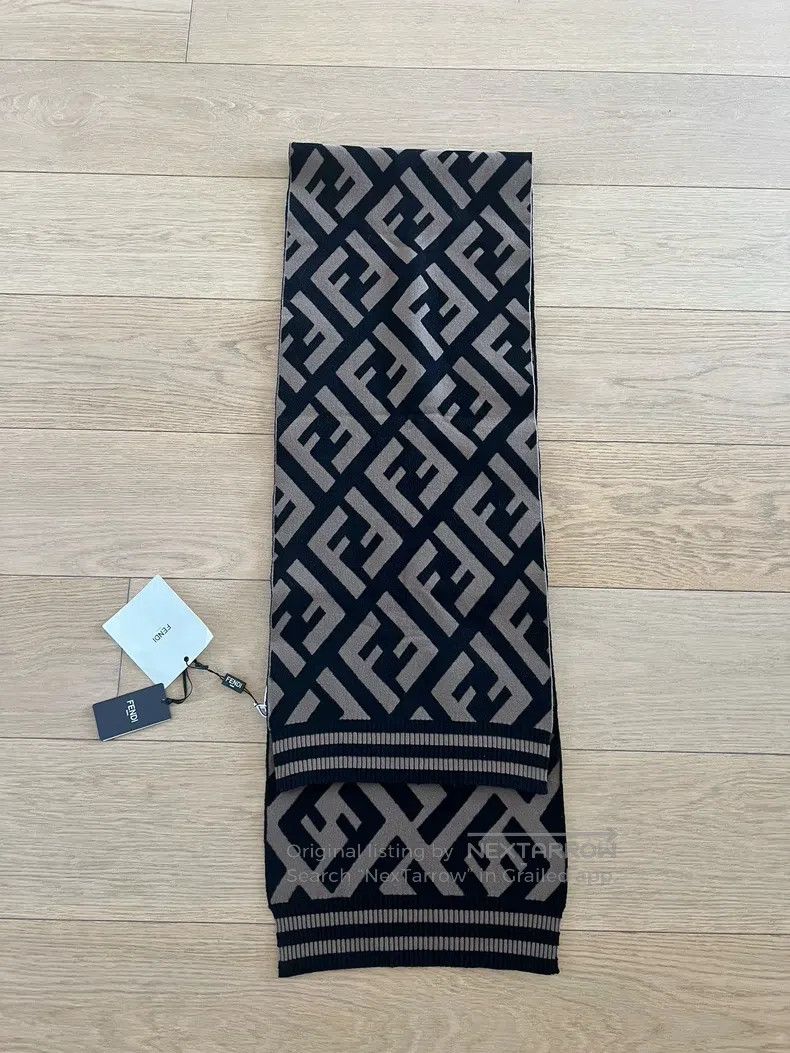 Fendi Fendi size 190*35cm Classic dark brown wool scarf Size ONE SIZE - 2 Thumbnail