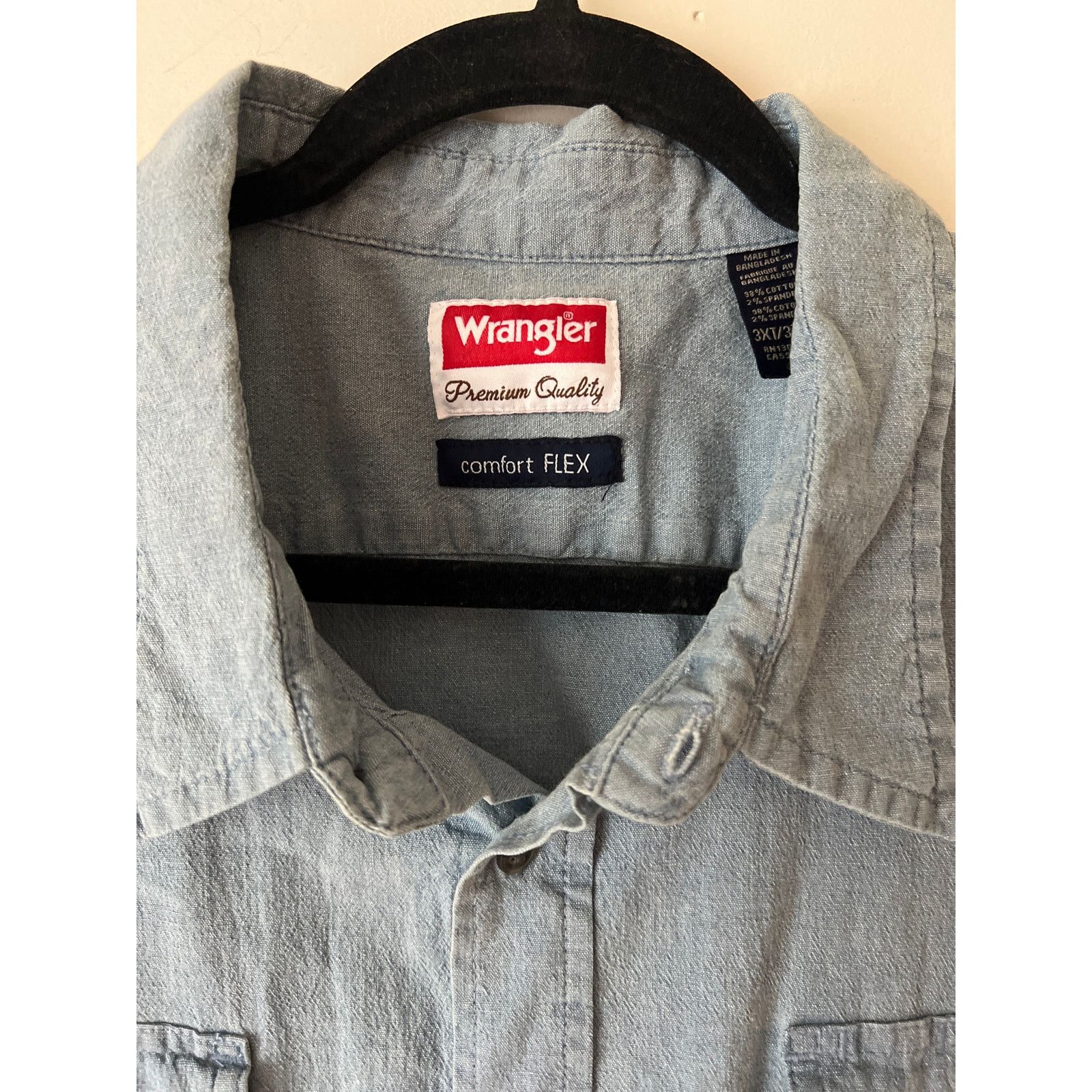 Wrangler WRANGLER Mens Big Tall Comfort Flex denim blue button up 3X Size US XXL / EU 58 / 5 - 3 Thumbnail