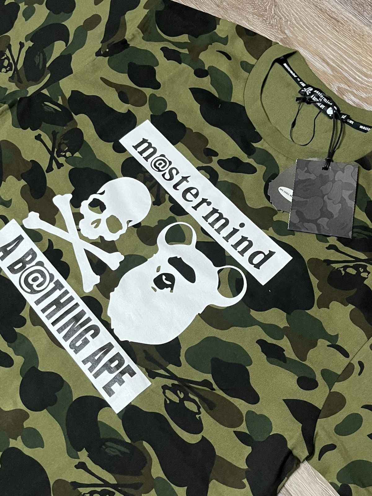 Bape × Mastermind Japan × Medicom Toy Dark Army Green ABC Skull Tee Mastermind X Medicom X Bape Size US XL / EU 56 / 4 - 4 Thumbnail