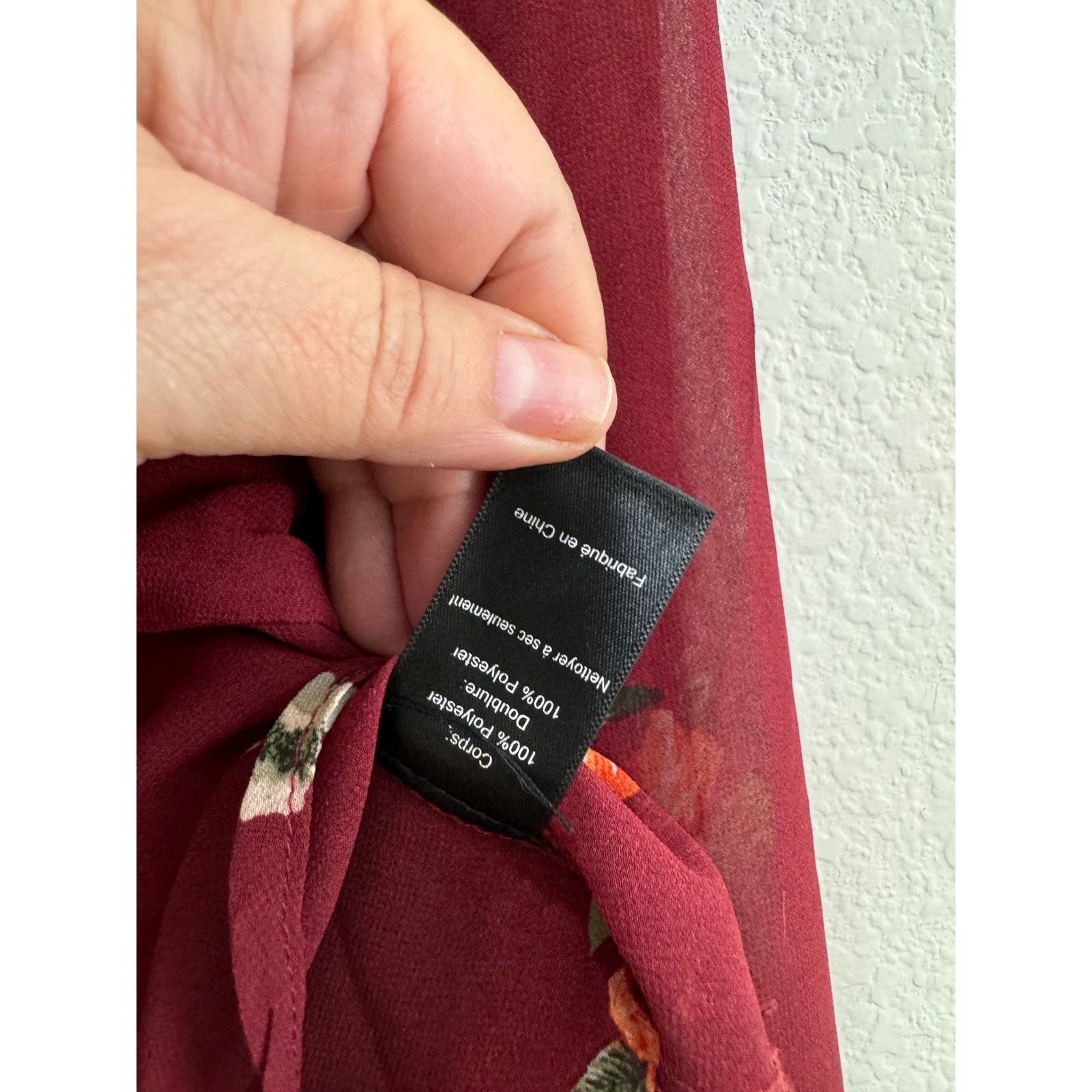Other Women's Sheer Long Sleeve Blouse Top Maroon Medium Size M / US 6-8 / IT 42-44 - 7 Thumbnail