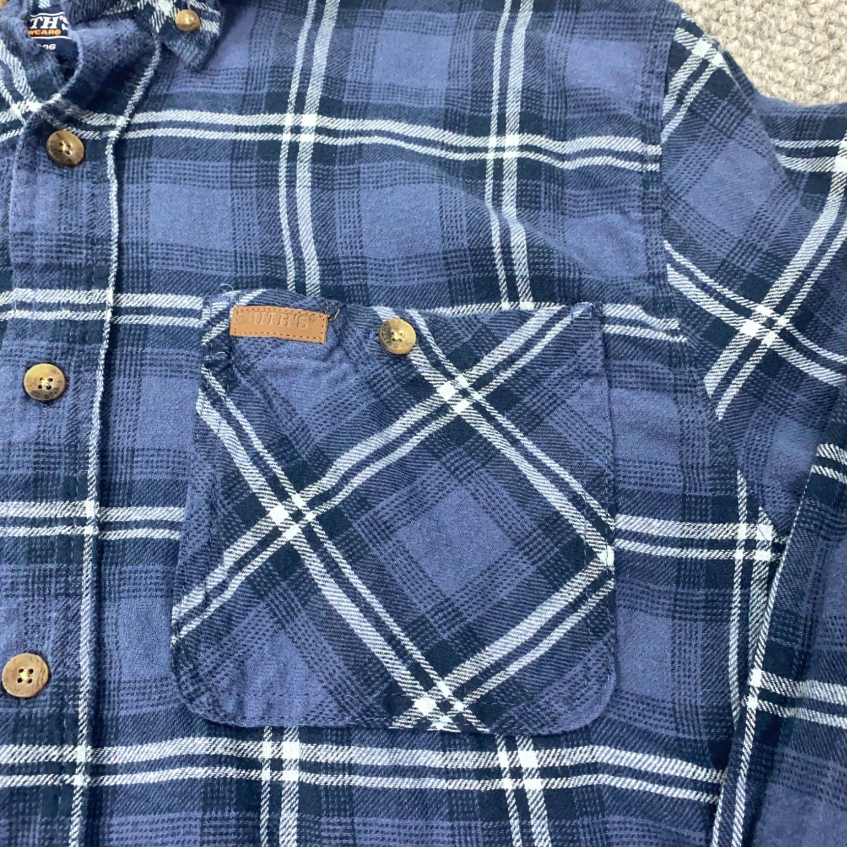 Vintage VINTAGE Smiths Workwear Shirt Mens XL Blue Plaid Flannel Button-Down Long Sleeve Cotton Casual Workwear 90s Mens Size US XL / EU 56 / 4 - 2 Thumbnail