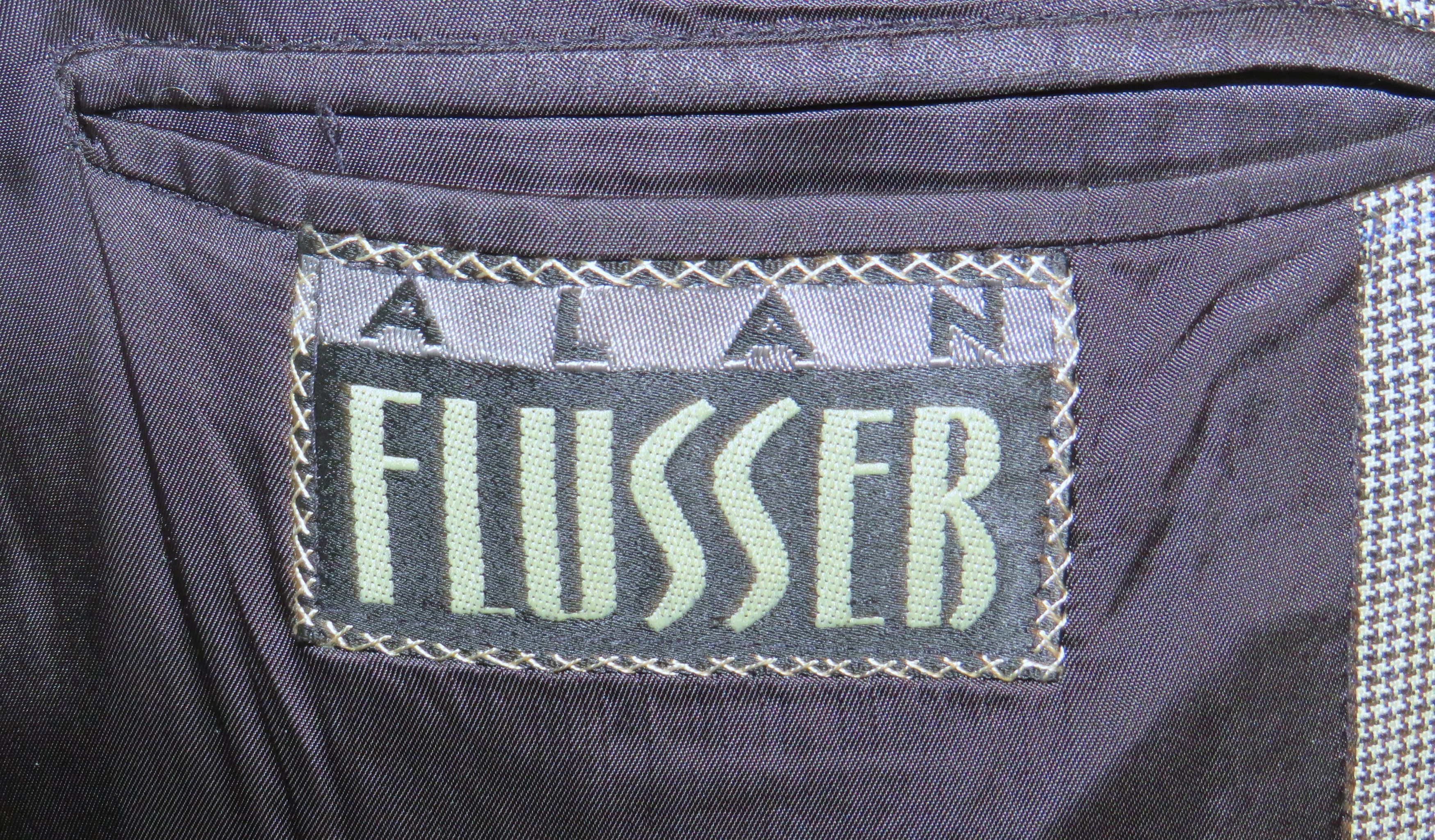 Alan Flusser Gray Houndstooth Overplaid Two Button Suit 40R Size 40L - 18 Thumbnail