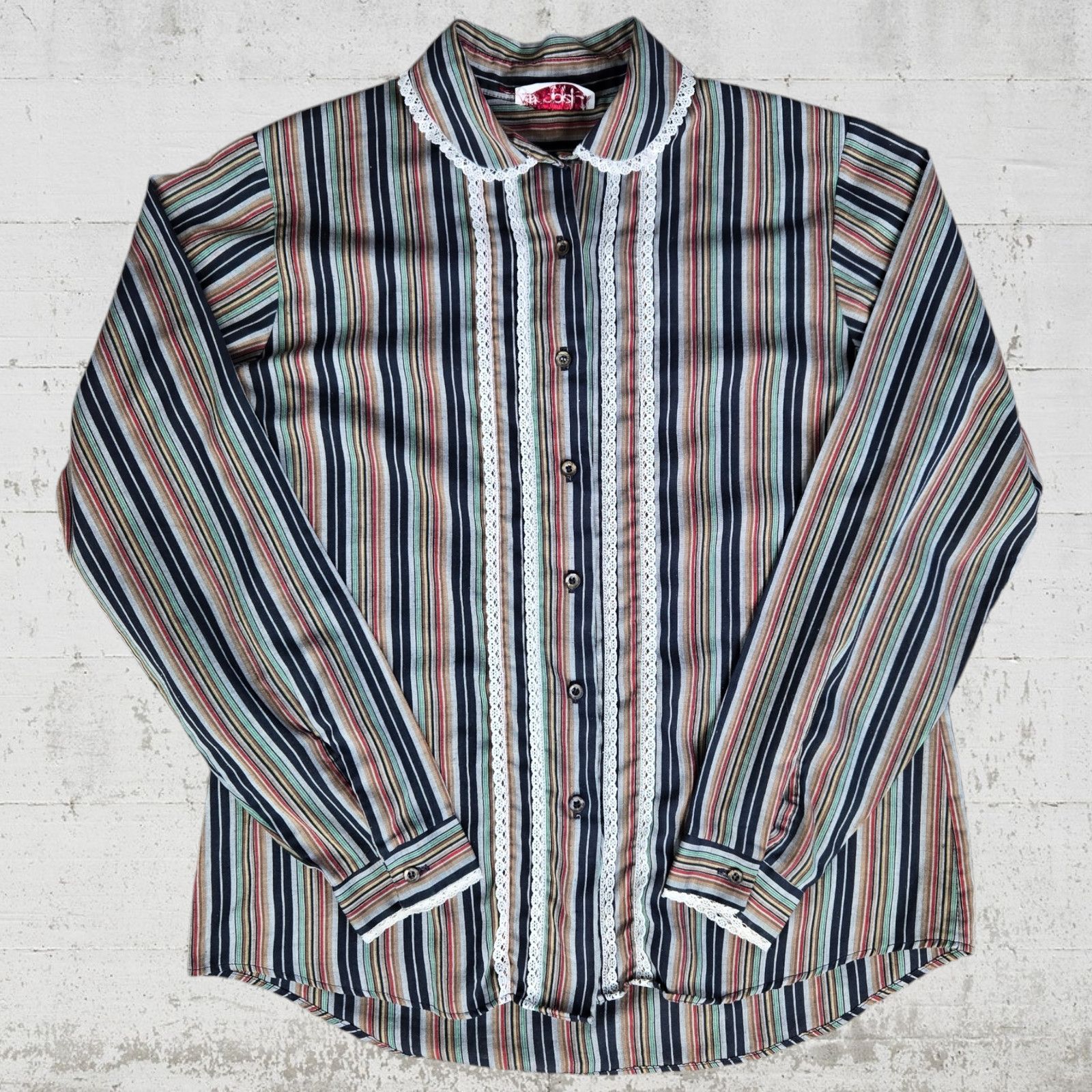 Vintage Vintage Retro Striped Button Down Blouse Size 12 Size XL / US 12-14 / IT 48-50 - 2 Thumbnail