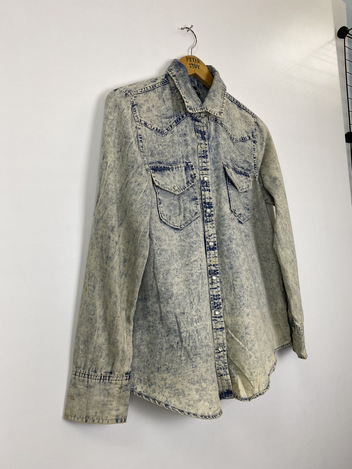 Japanese Brand × Vintage One Way Distress Denim Shirt Size US S / EU 44-46 / 1 - 4 Thumbnail