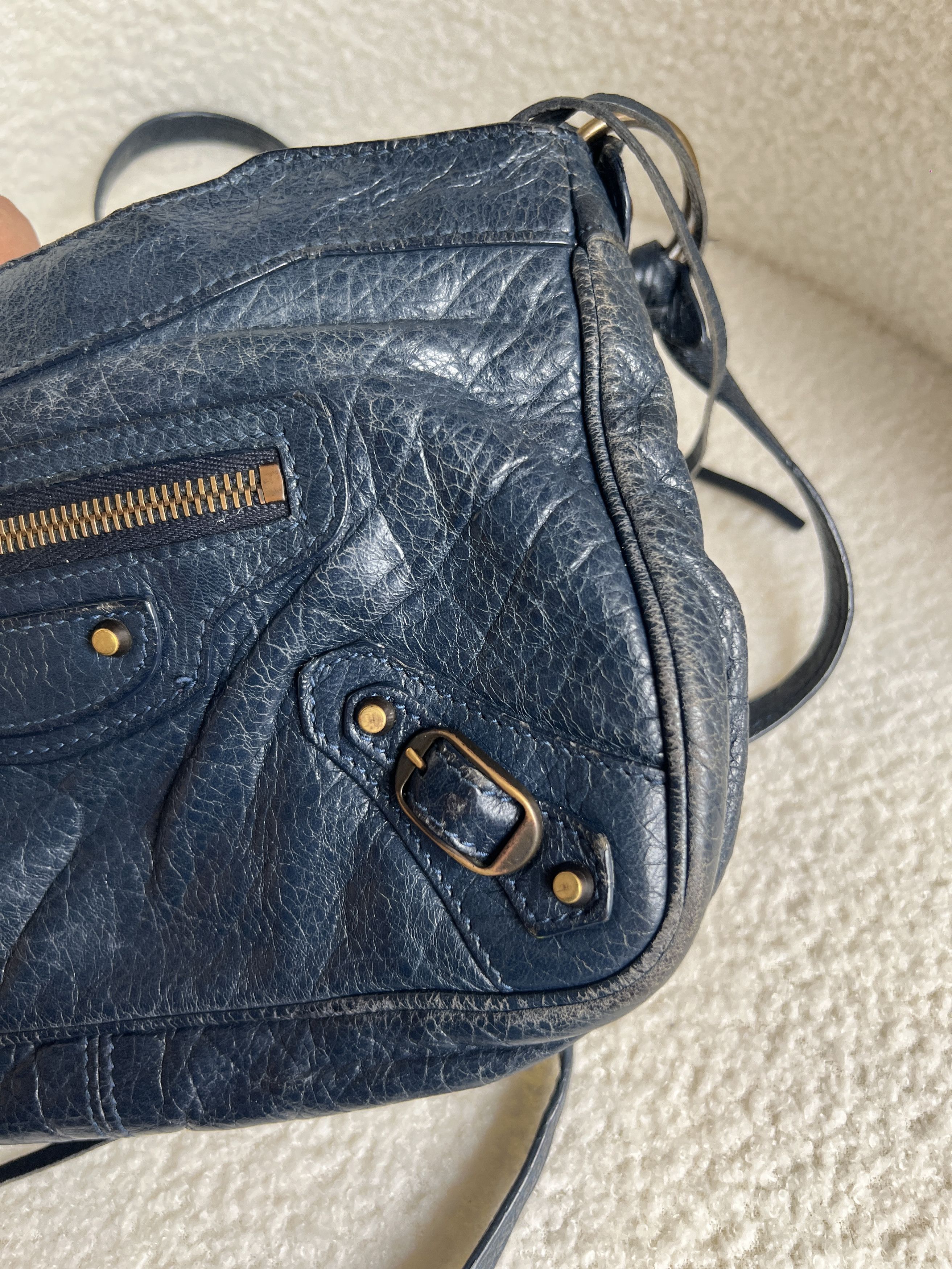 Balenciaga Authentic Balenciaga Navy Blue Hip City Leather Bag Size ONE SIZE - 9 Thumbnail