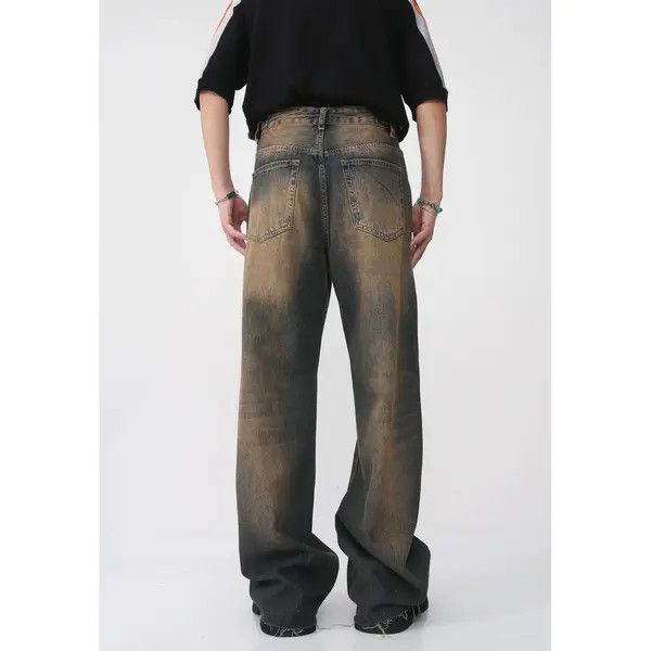 Vintage Japanese retro straight-leg distressed raw-edge jeans Size US 32 / EU 48 - 2 Thumbnail