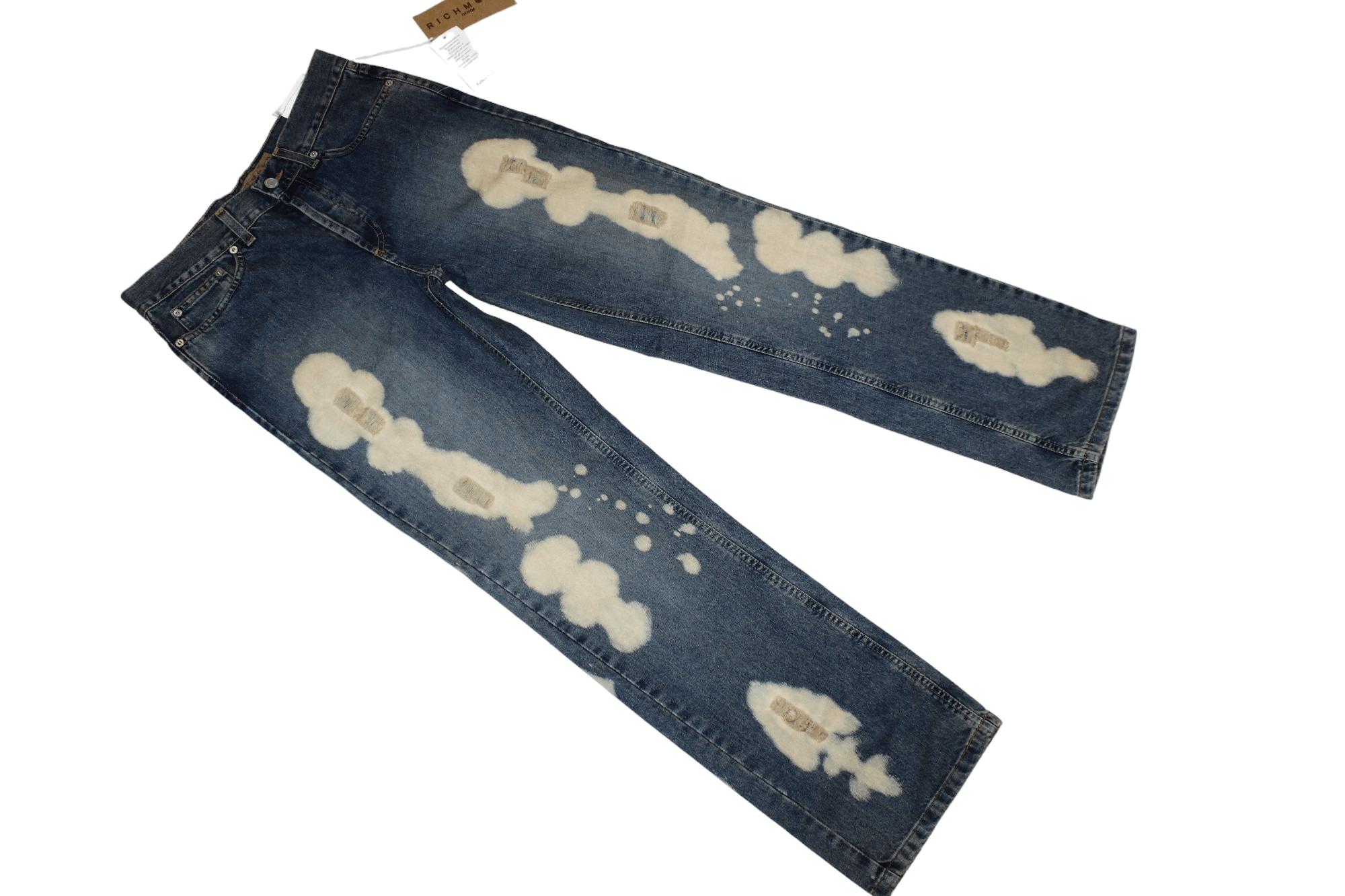 John Richmond Richmond Denim Baggy Distressed Stonewashed Blue Jeans Size US 32 / EU 48 - 3 Thumbnail