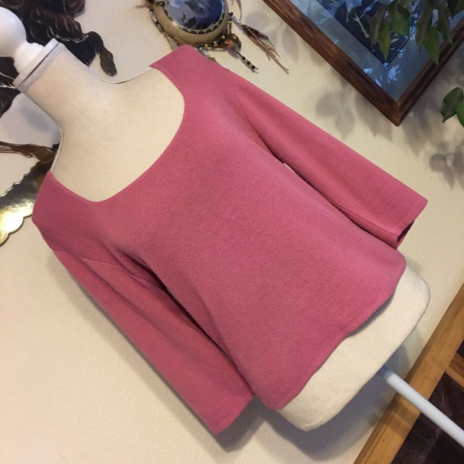 Vintage Vintage Ellemenno rose pink scoop neck sweater L Size L / US 10 / IT 46 - 2 Thumbnail