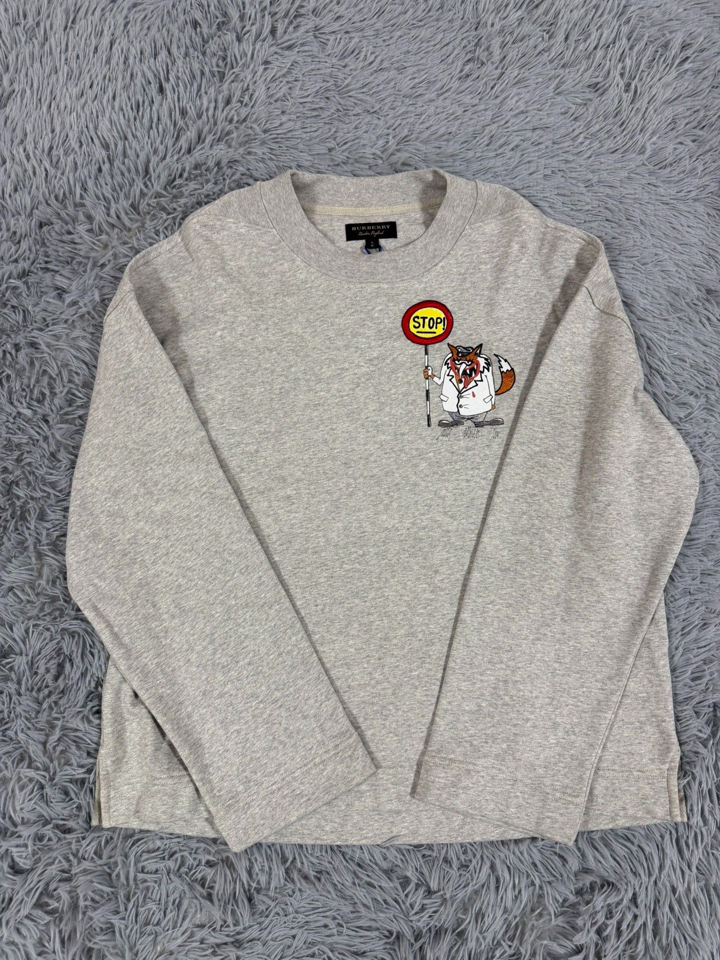 Burberry Burberry Cotton Printed Gray Hoodie l Men Size US L / EU 52-54 / 3 - 1 Thumbnail